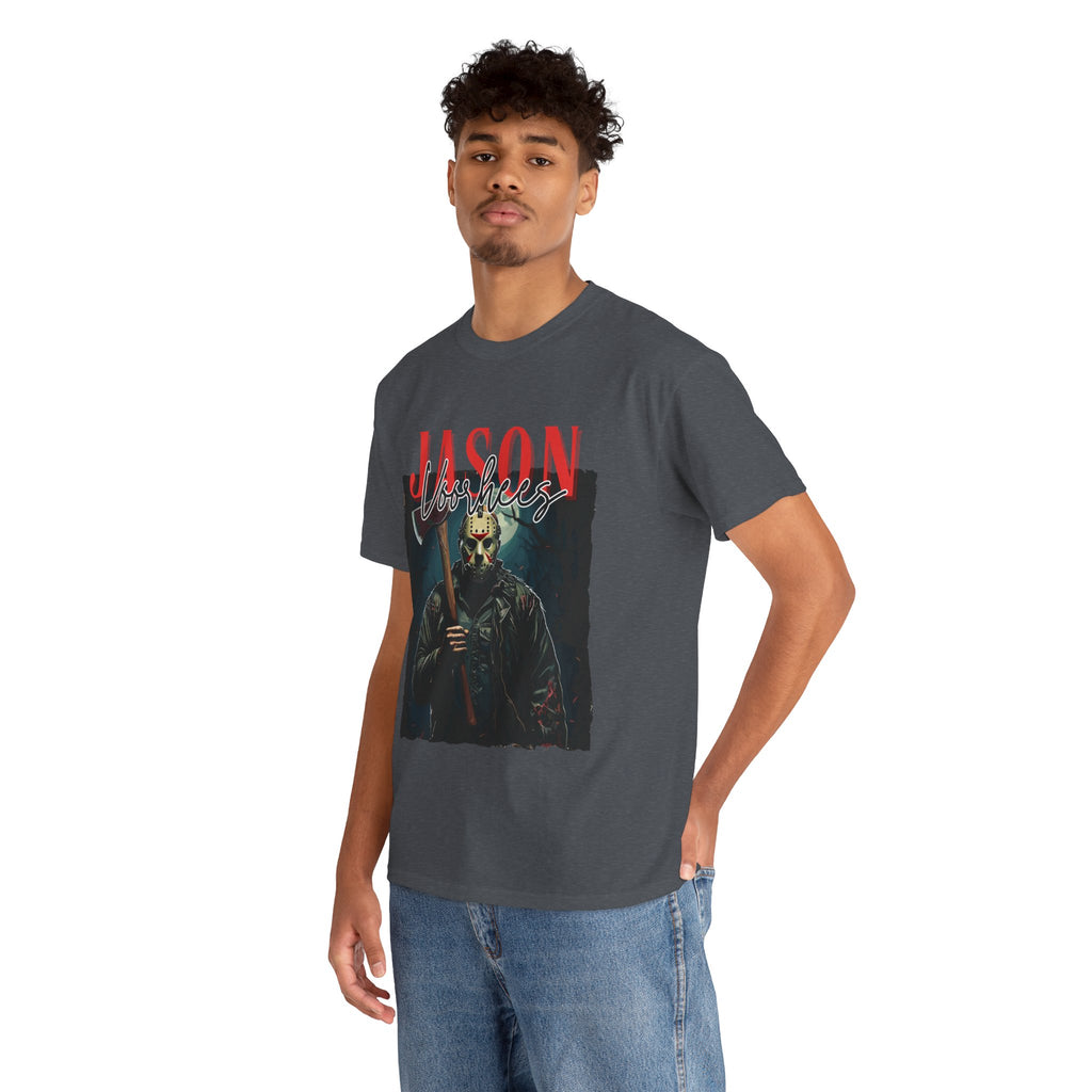 Jason Vorhees Horror Graphic Tee, Unisex Cotton Shirt, Halloween Costume, Horror Movie Gift, Spooky T-Shirt, Horror Fan Apparel