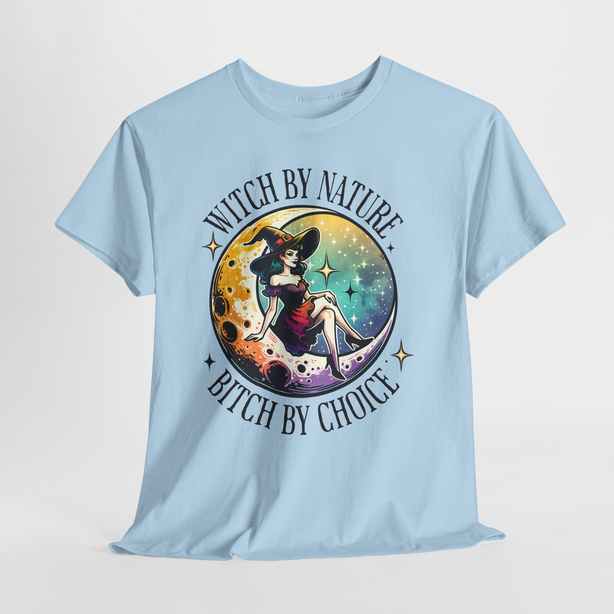 Witchy Cotton Tee - "Witch by Nature, Bitch by Choice" | Unisex Tee for Spooky Season, Boho Fashion, Festival Wear, Gift for Witches