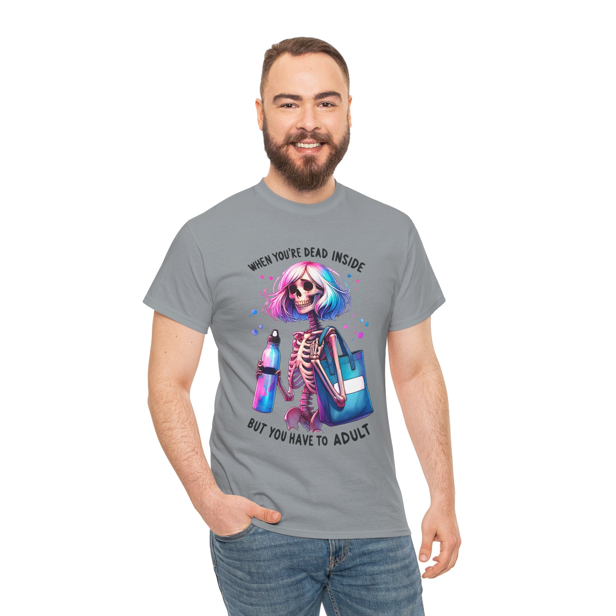 When you're dead onside, Whimsical Skeleton Tee, Funny Graphic Shirt, Perfect for Halloween, Unique Gift Idea, Casual Wear, Everyday Humor