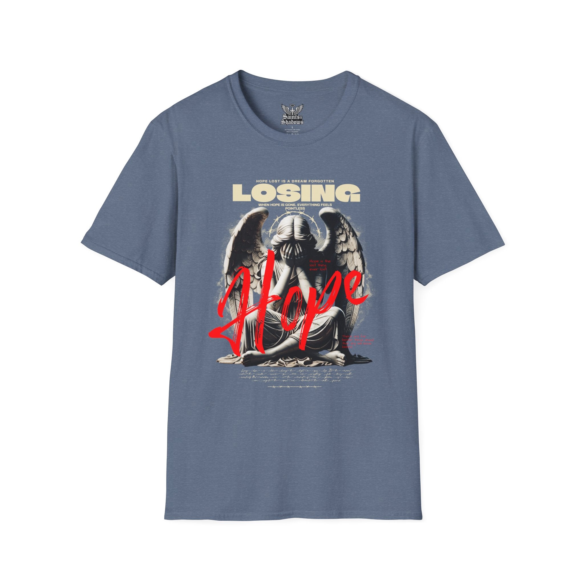 Saints and Shadows - Losing Hope, Angelic Artwork Unisex Softstyle T-Shirt, Casual Wear