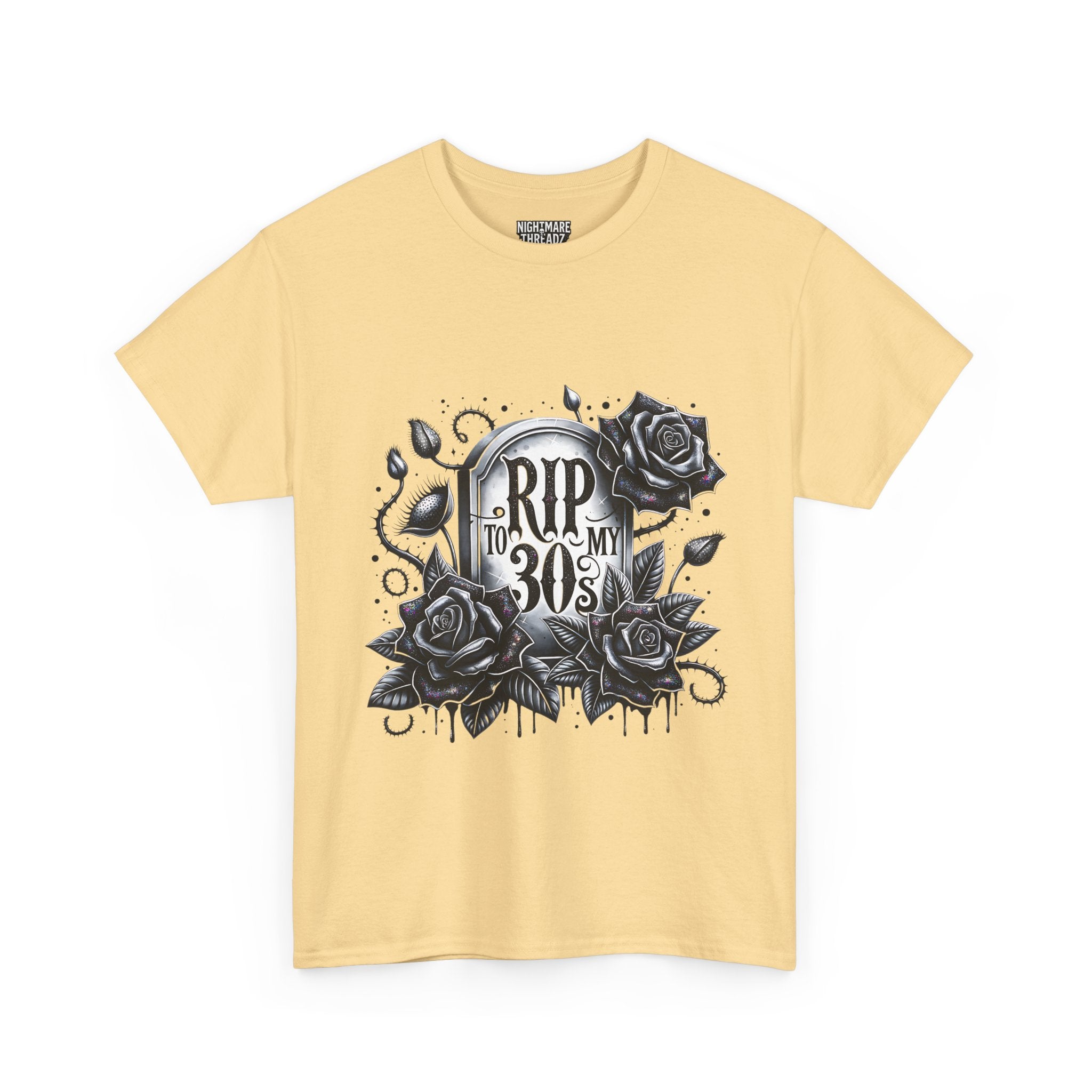RIP to My 30s, Heavy, Unisex Graphic Shirt, Birthday Gift, Casual Wear, Vintage Style, Floral Design T-shirt