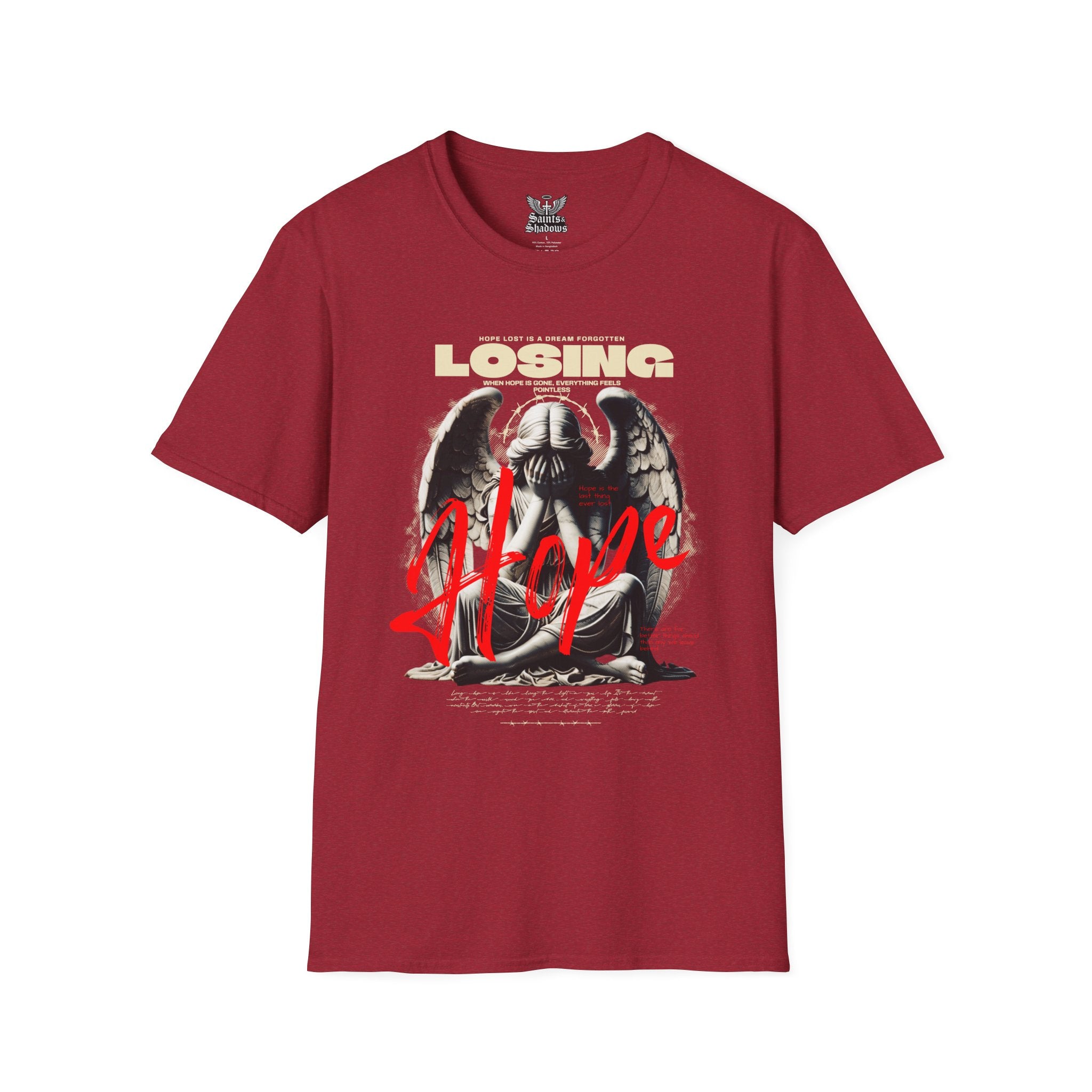 Saints and Shadows - Losing Hope, Angelic Artwork Unisex Softstyle T-Shirt, Casual Wear
