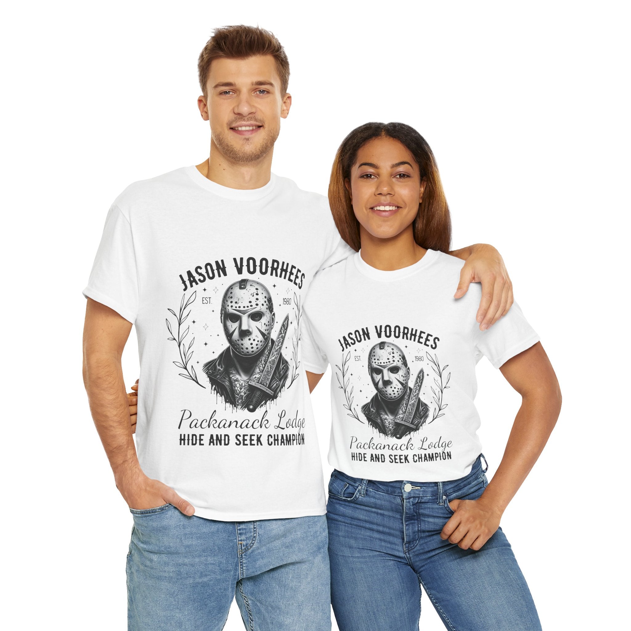 Jason Voorhees 'Hide and Seek Champion'  - Horror Graphic Tee, Unisex Cotton Shirt, Halloween Costume, Horror Movie Gift, Spooky T-Shirt, Horror Fan Apparel
