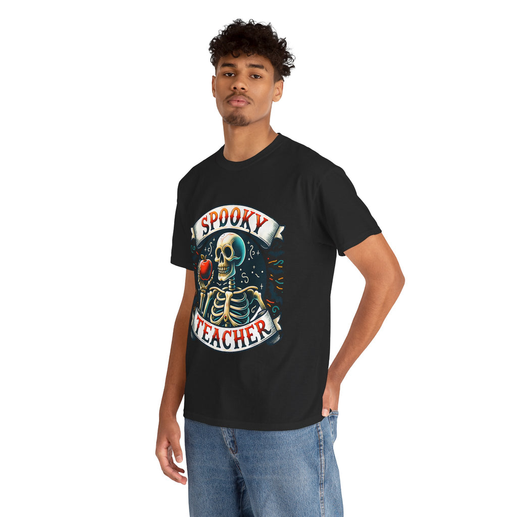 Spooky Teacher Tee, Halloween Shirt, Unisex Cotton T-Shirt, Funny Teacher Gift, Skeleton Design, Fall Apparel