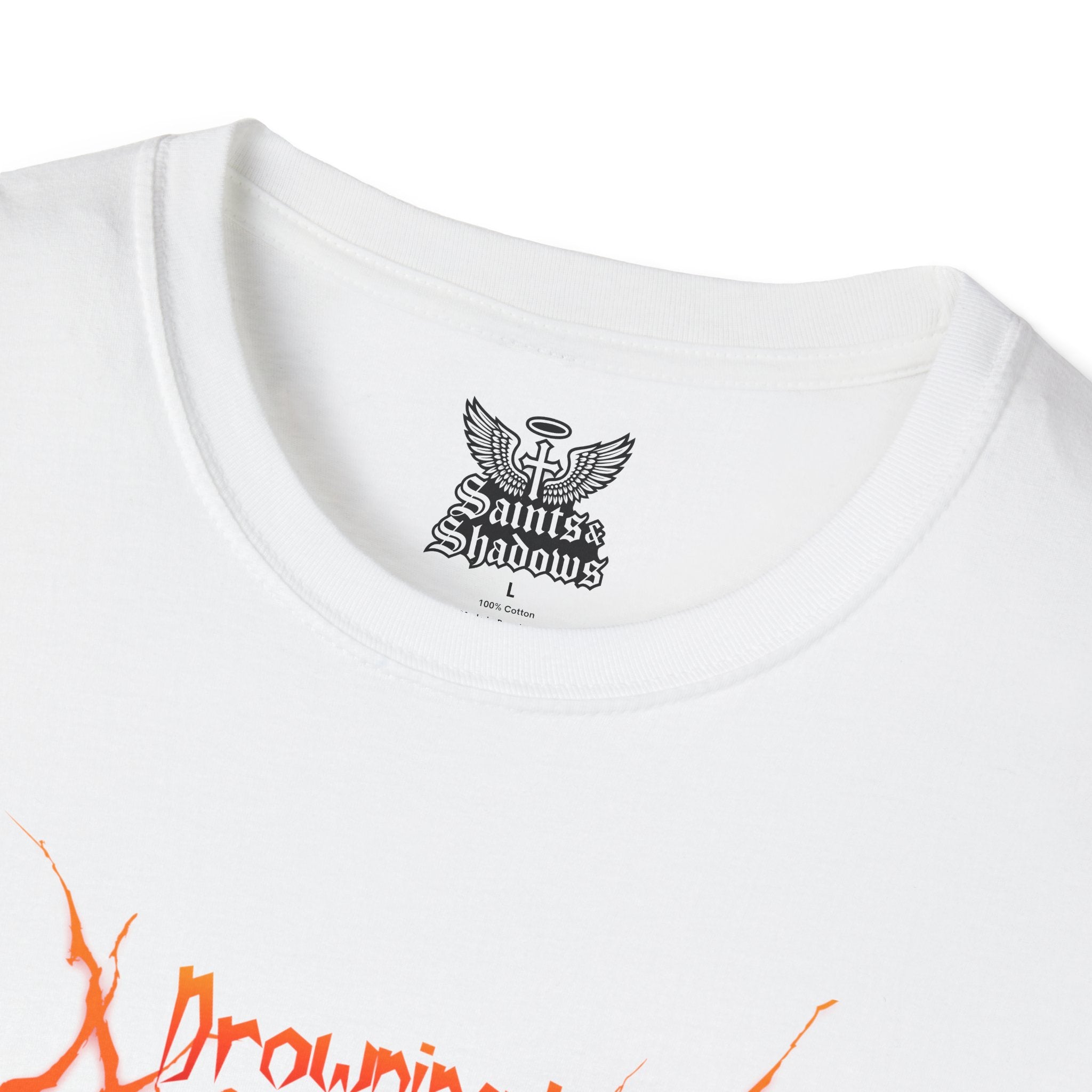 Saints and Shadows -Drowning In Anguish, Angelic Artwork Unisex Softstyle T-Shirt, Casual Wear