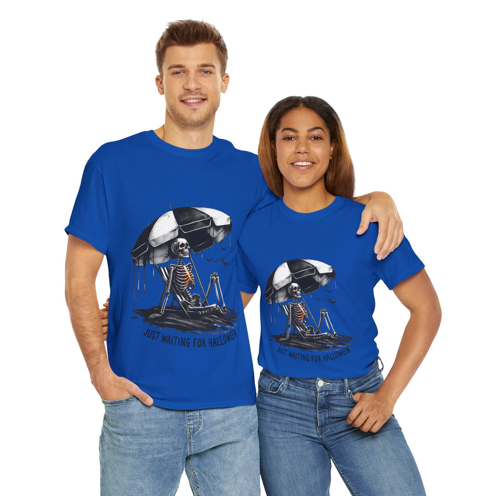 Just Waiting for Halloween, Heavy, Unisex Graphic Shirt, Birthday Gift, Casual Wear, Vintage Style, Floral Design T-shirt
