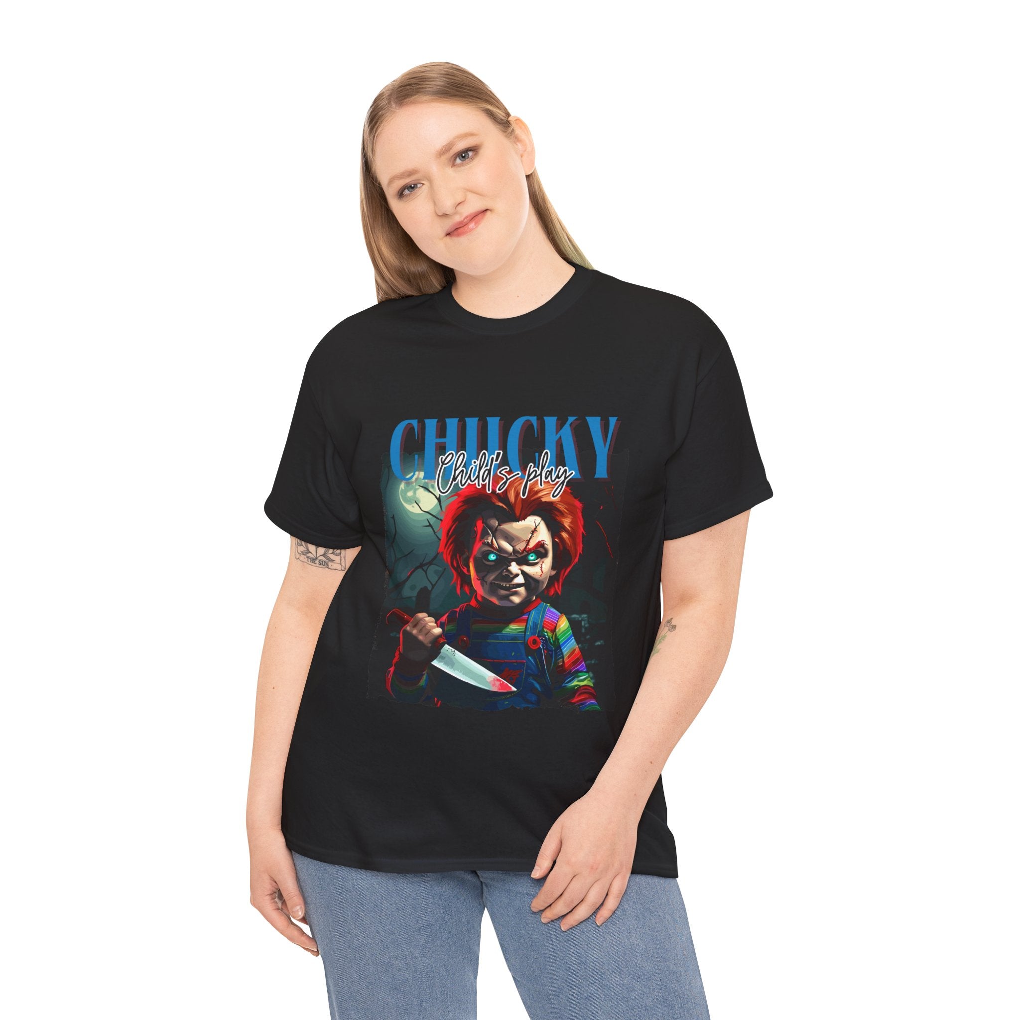 Chucky Horror Graphic Tee, Unisex Cotton Shirt, Halloween Costume, Horror Movie Gift, Spooky T-Shirt, Horror Fan Apparel