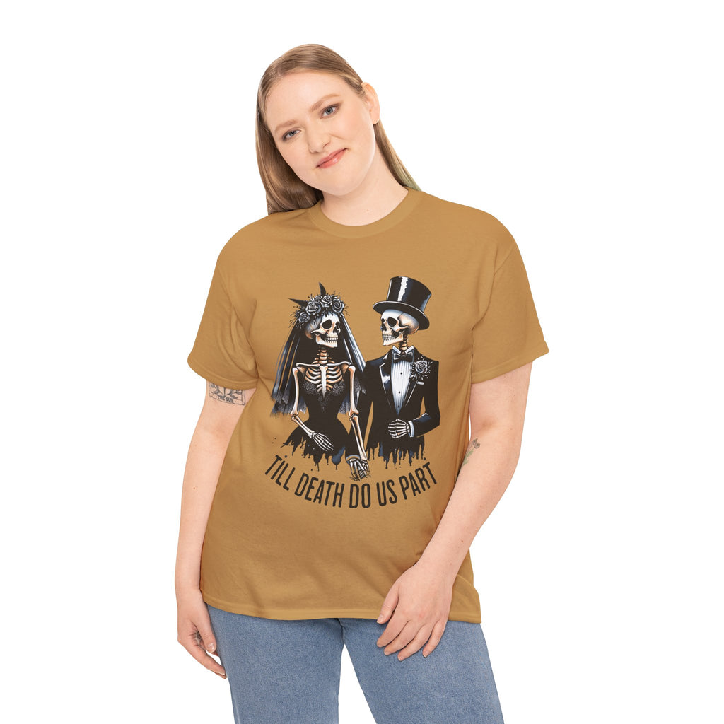 Skeleton Bride and Groom Wedding. Til Death, Tee - Horror Graphic Tee, Unisex Cotton Shirt, Halloween Costume, Horror Movie Gift, Spooky T-Shirt, Horror Fan Apparel