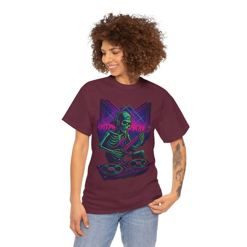 Bone Jams Rockin’ Skeleton, Tee | Loud Enough to Wake the Dead | Unisex Cotton Shirt for Music Lovers, Concerts, Halloween, Gifts