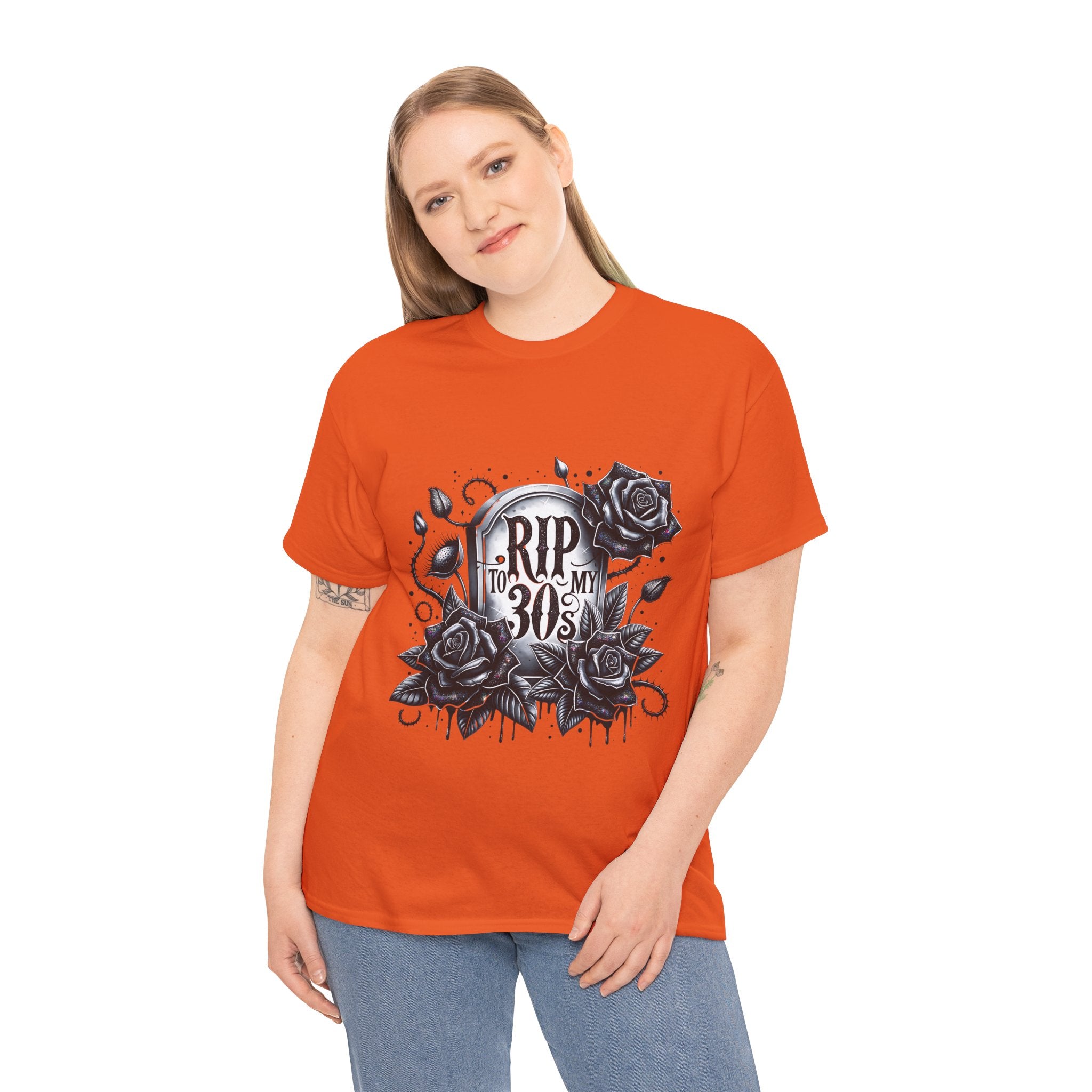RIP to My 30s, Heavy, Unisex Graphic Shirt, Birthday Gift, Casual Wear, Vintage Style, Floral Design T-shirt
