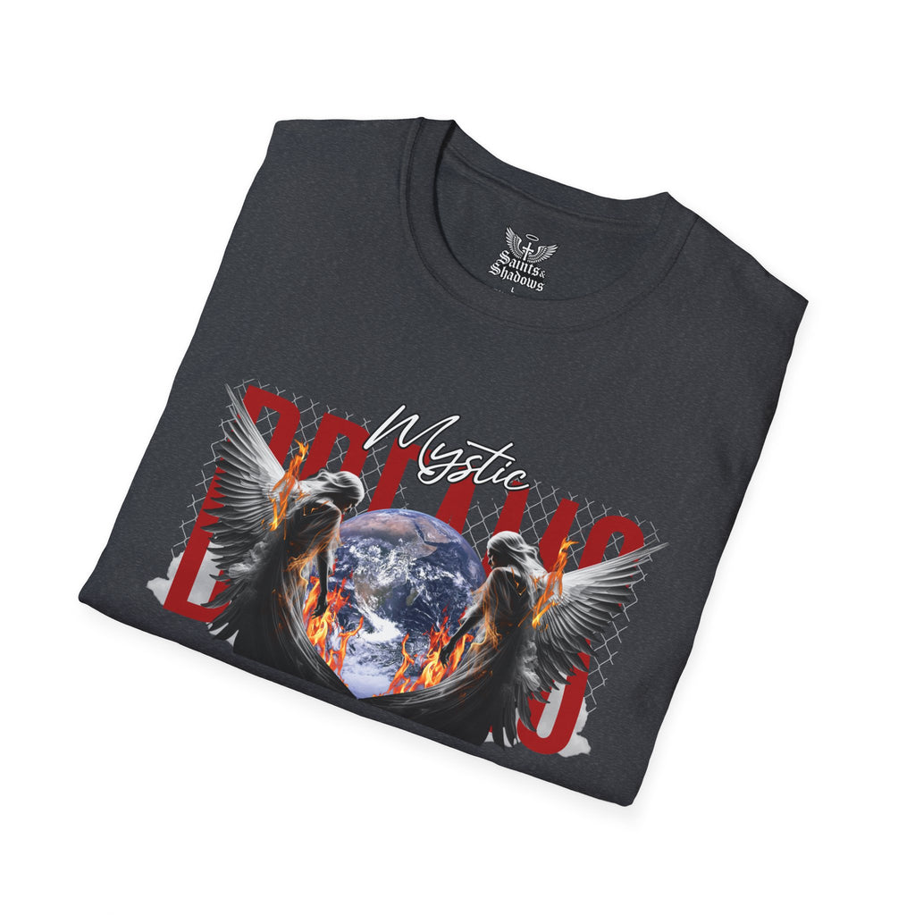 Saints and Shadows - Mystic Wings, Angelic Artwork Unisex Softstyle T-Shirt, Casual Wear