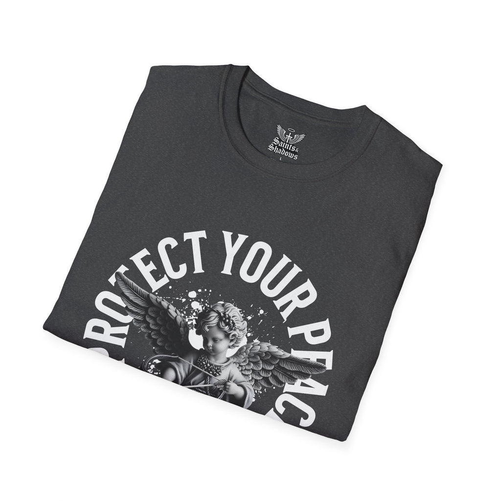 Saints and Shadows - Protect Your Peace, Angelic Artwork Unisex Softstyle T-Shirt, Casual Wear