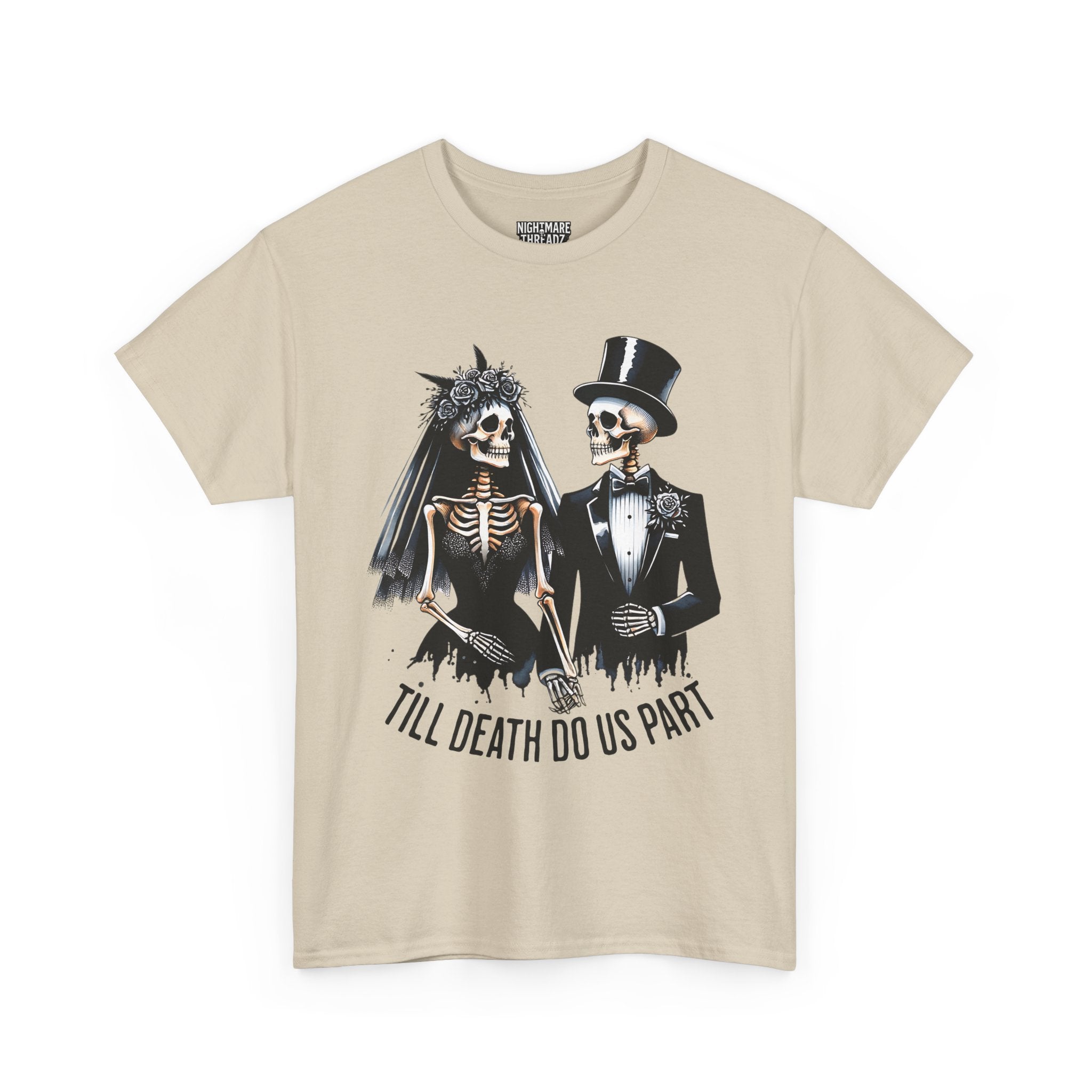 Skeleton Bride and Groom Wedding. Til Death, Tee - Horror Graphic Tee, Unisex Cotton Shirt, Halloween Costume, Horror Movie Gift, Spooky T-Shirt, Horror Fan Apparel