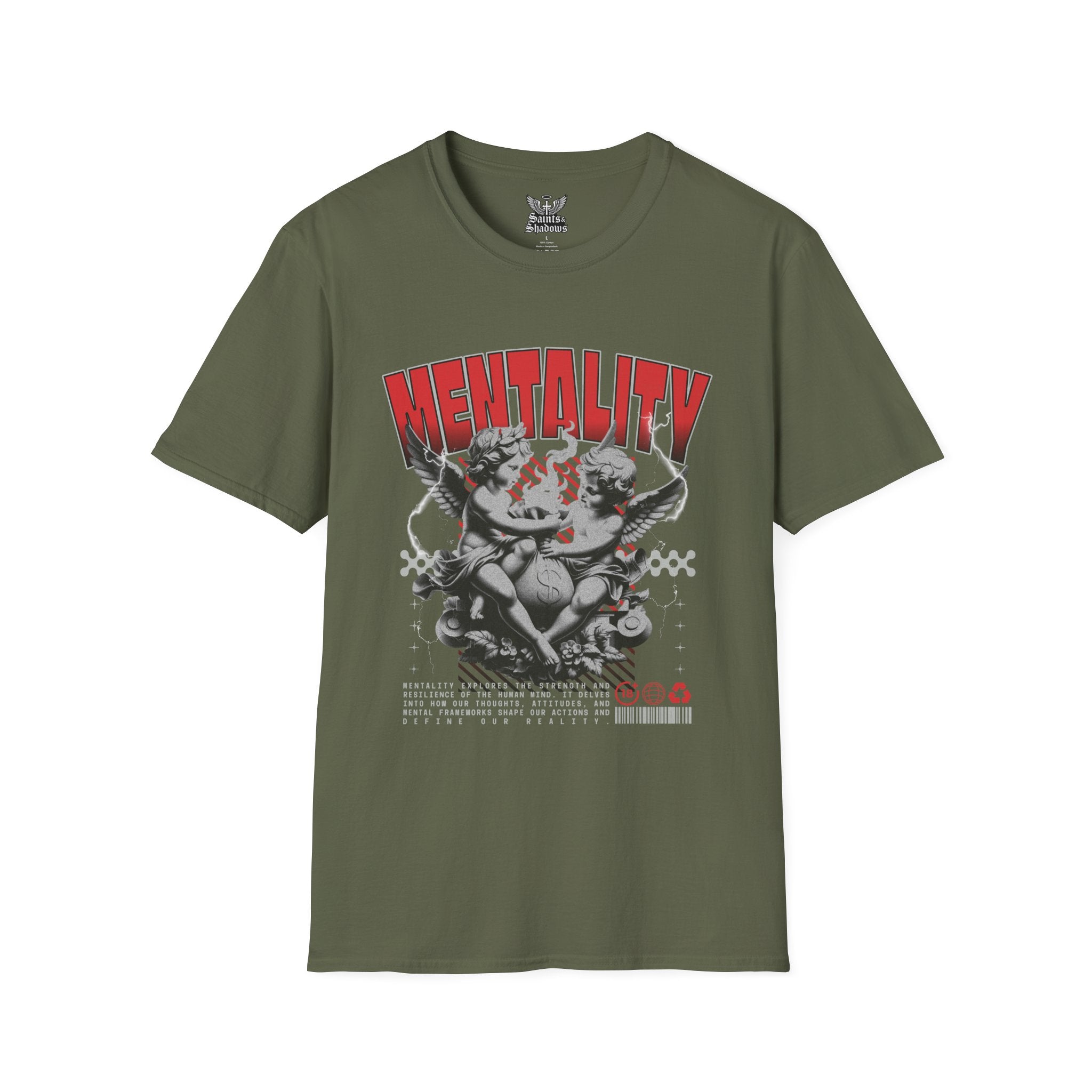 Saints and Shadows - Mentaility, Angelic Artwork Unisex Softstyle T-Shirt, Casual Wear