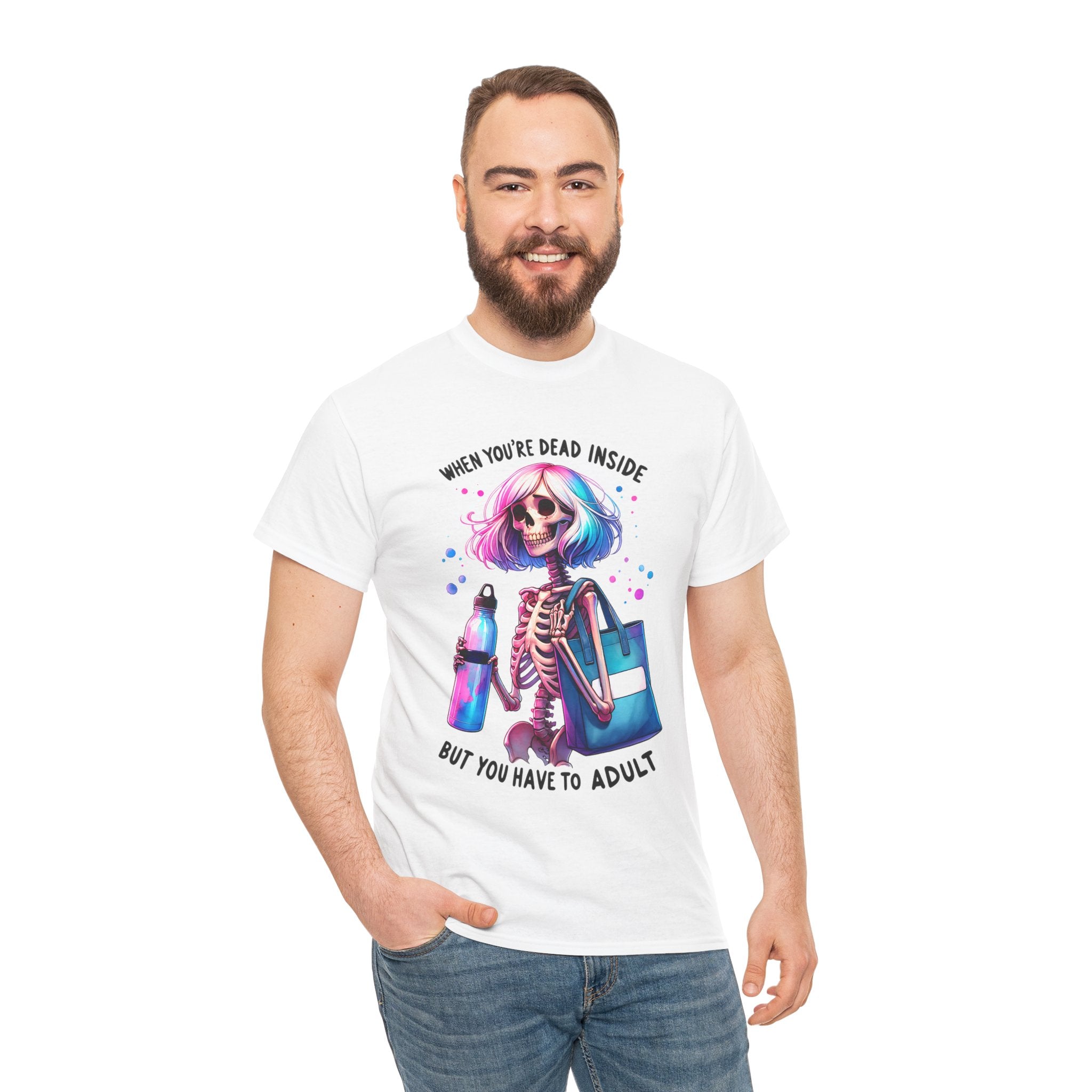 When you're dead onside, Whimsical Skeleton Tee, Funny Graphic Shirt, Perfect for Halloween, Unique Gift Idea, Casual Wear, Everyday Humor