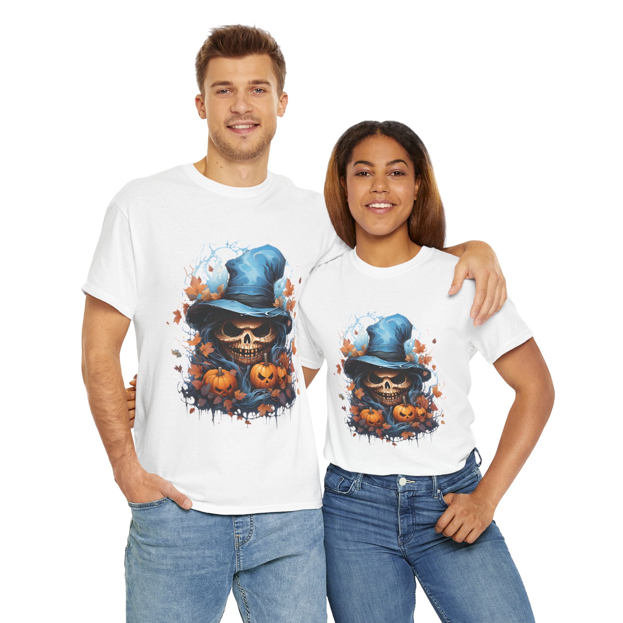 Skull Witch Unhappy Halloween Tee - Halloween Shirt, Spooky Tee, Pumpkin Shirt, Fall Apparel, Costume Top