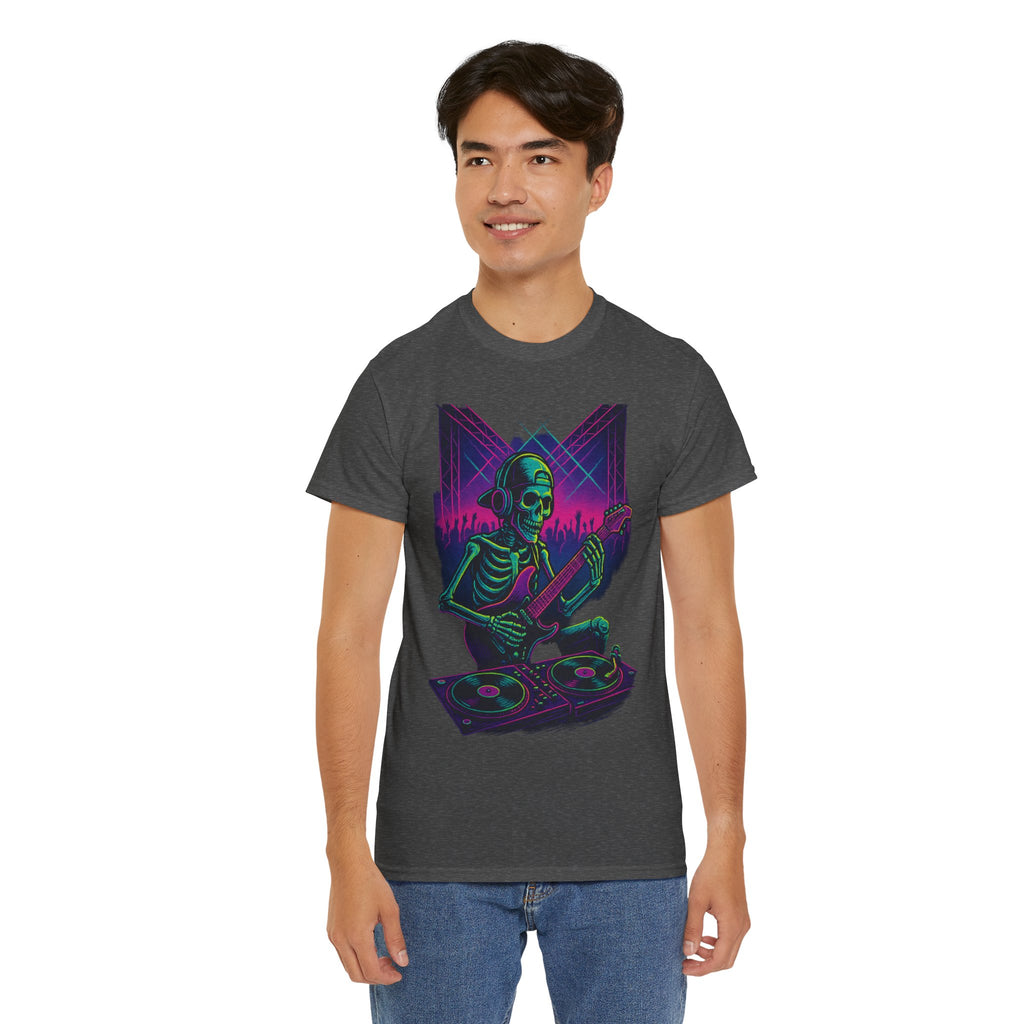 Bone Jams Rockin’ Skeleton, Tee | Loud Enough to Wake the Dead | Unisex Cotton Shirt for Music Lovers, Concerts, Halloween, Gifts