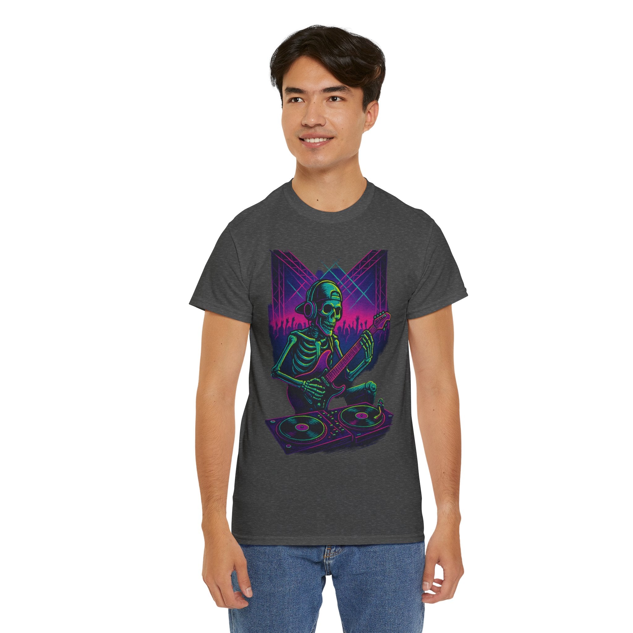 Bone Jams Rockin’ Skeleton, Tee | Loud Enough to Wake the Dead | Unisex Cotton Shirt for Music Lovers, Concerts, Halloween, Gifts