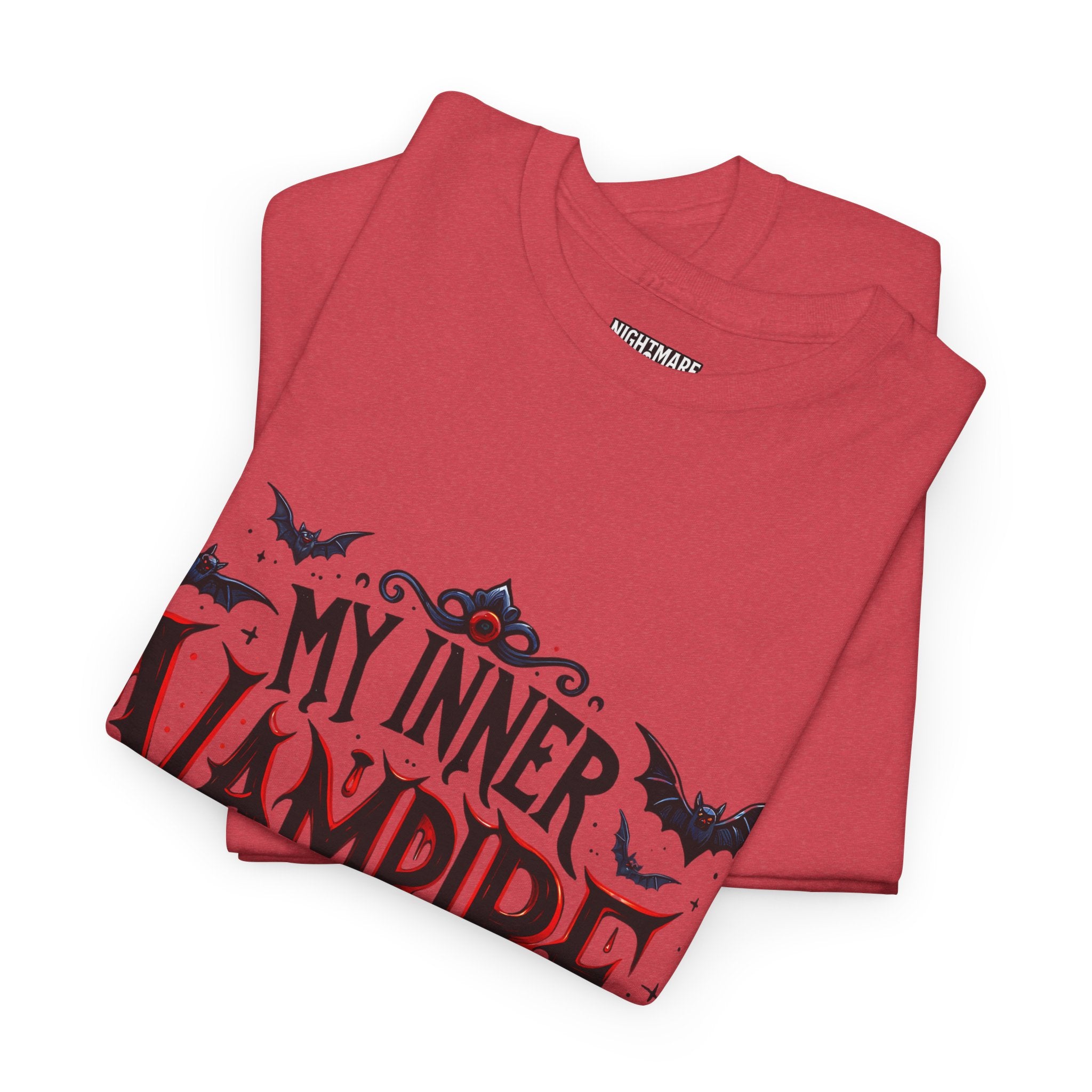 My Inner Vampire Hates Mornings, Tee - Unisex Heavy Cotton Shirt for Halloween, Gifts, Casual Wear, Funny T-Shirt, Vampire Lover Apparel