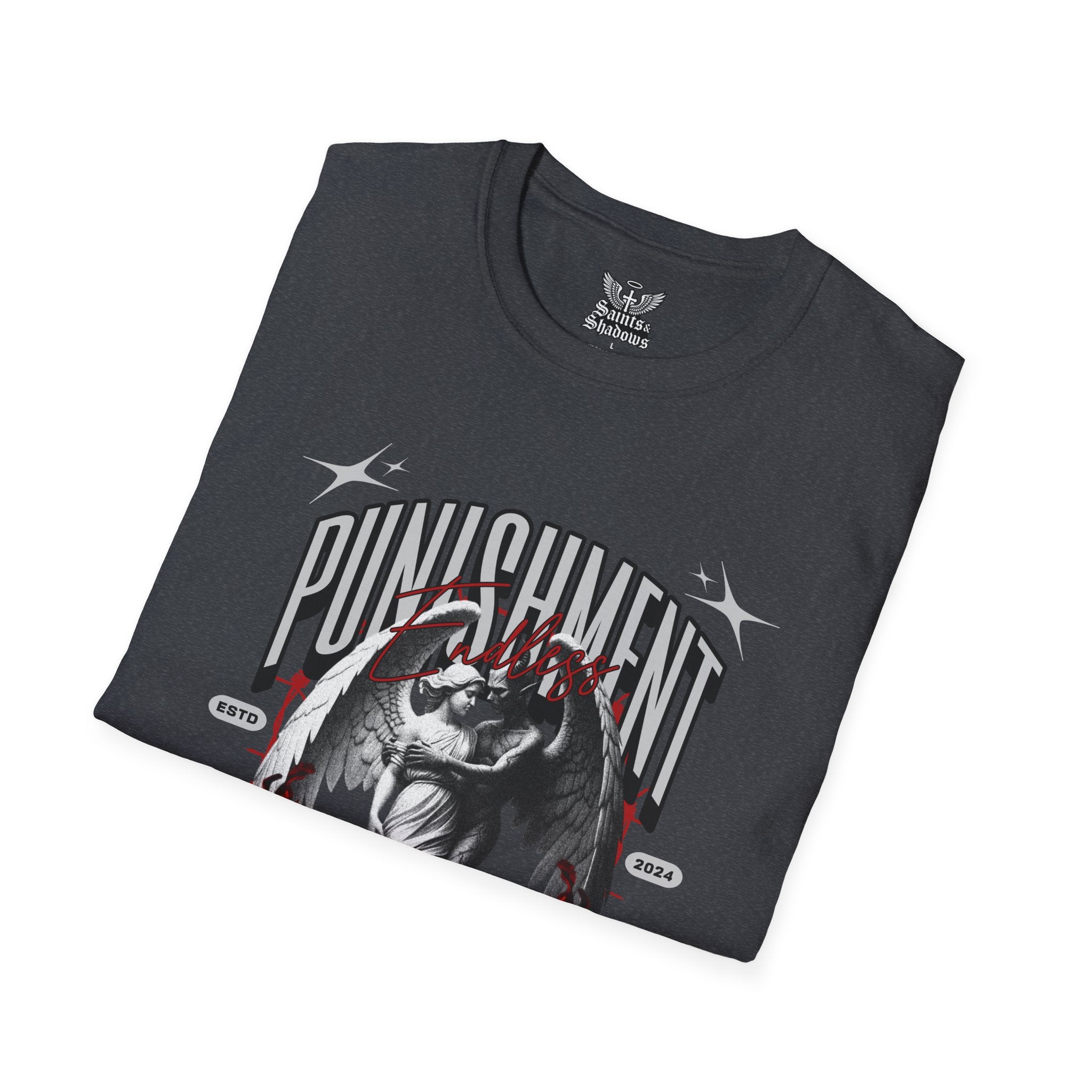 Saints and Shadows - Punishment, Angelic Artwork Unisex Softstyle T-Shirt, Casual Wear