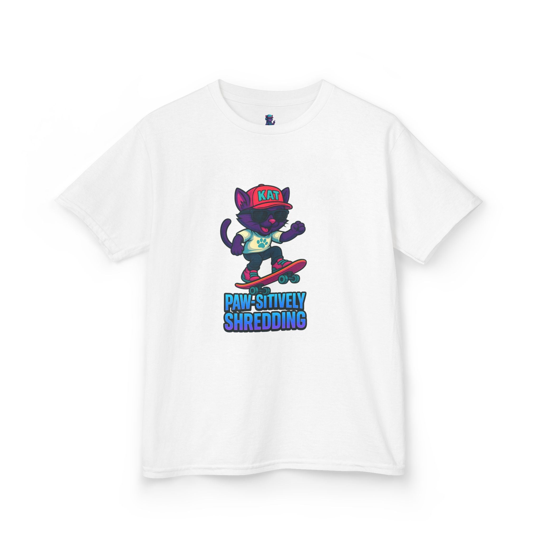 DJ KAT PAWS - Fun Skater Cat Design, Youth Summer T-Shirt, Cool Kids Apparel, Birthday Gift, Trendy Casual Wear