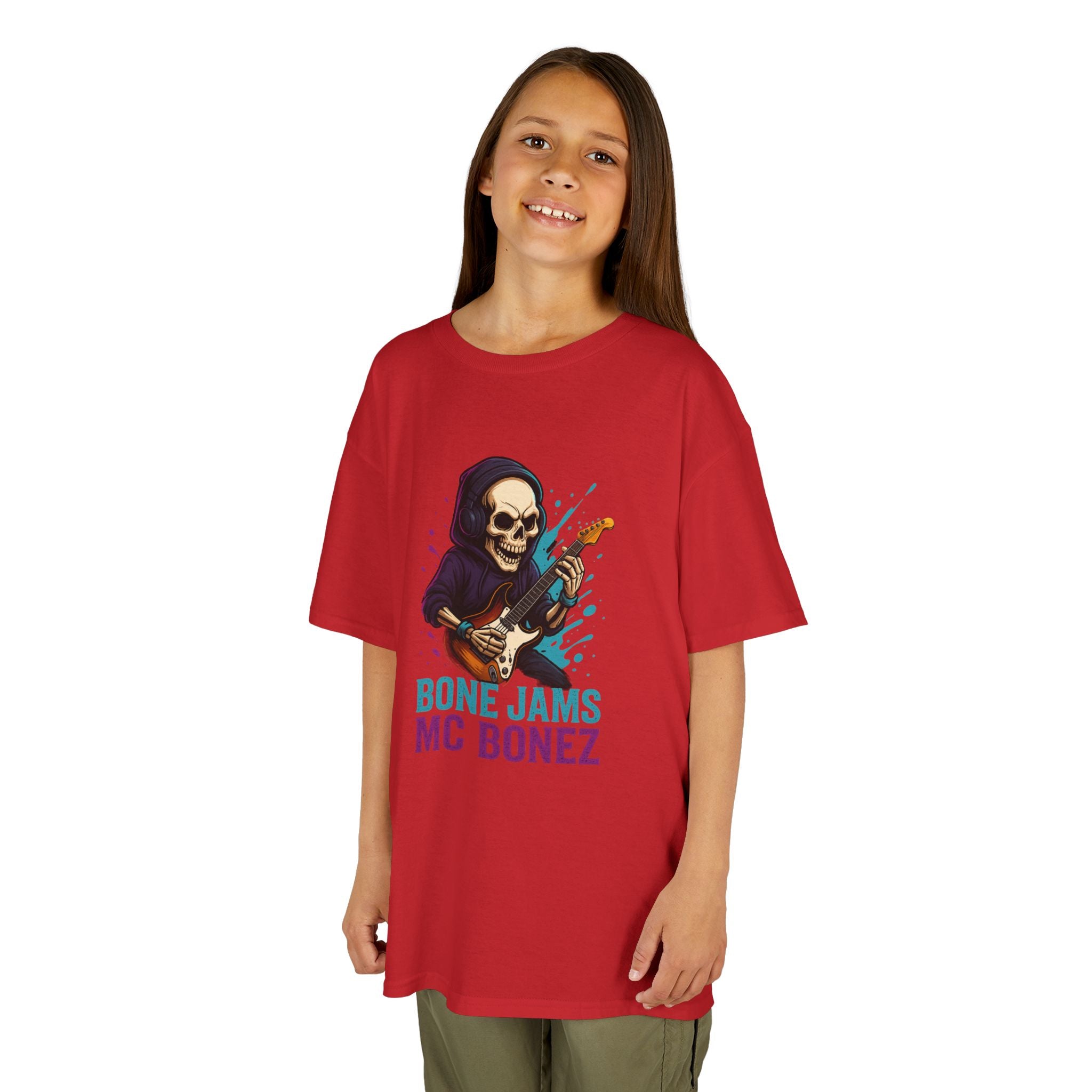 Bone Jams MC Bonez, Kids Tee | Guitar Edition | Cool Graphic Tee, Music Fan Shirt, Unique Gift for Young Musicians