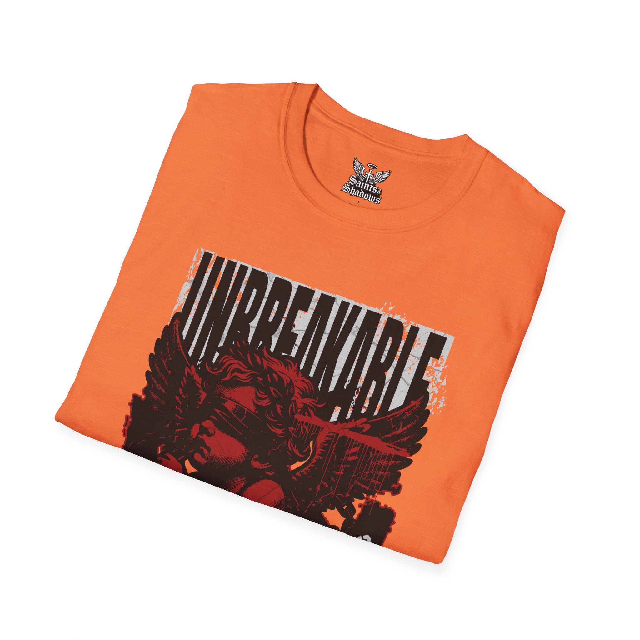 Saints and Shadows - Unbreakabe Strength, Angelic Artwork Unisex Softstyle T-Shirt, Casual Wear