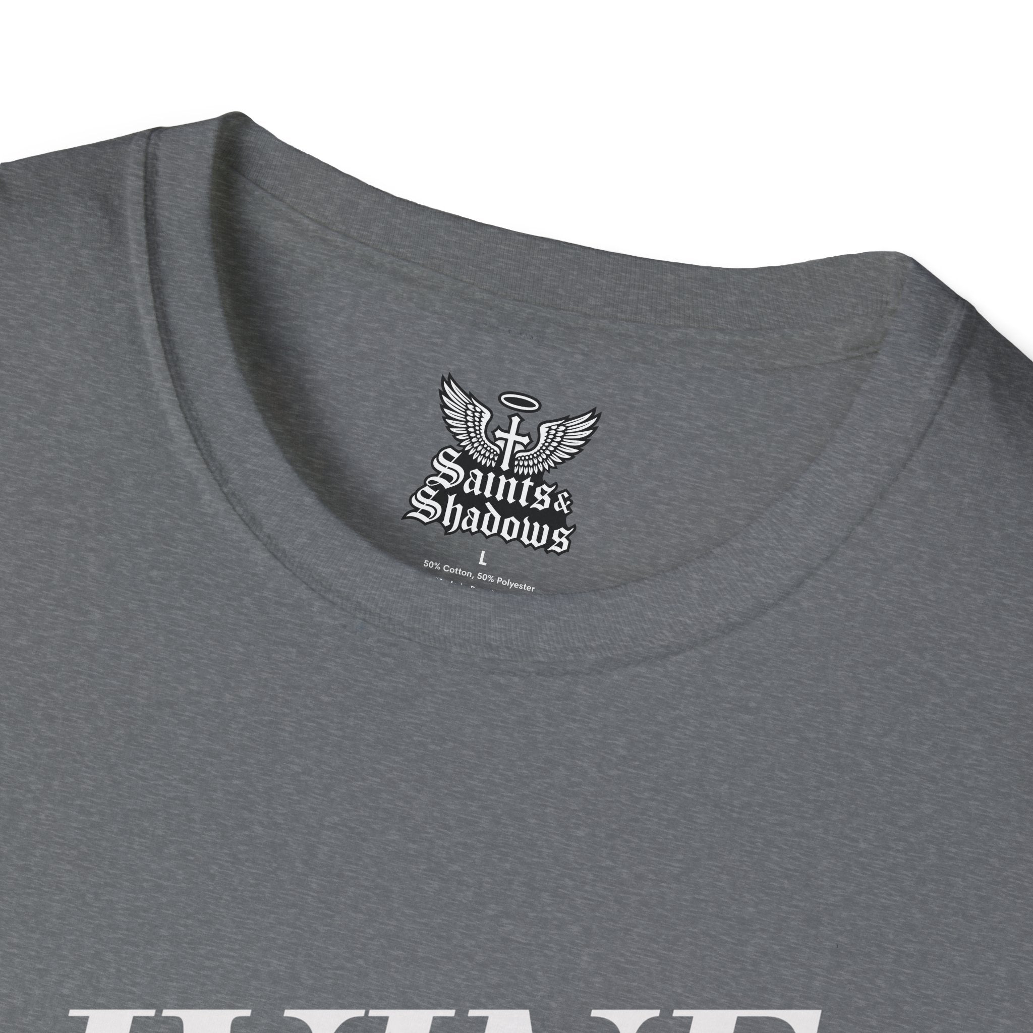 Saints and Shadows - Divine, Angelic Artwork Unisex Softstyle T-Shirt, Casual Wear