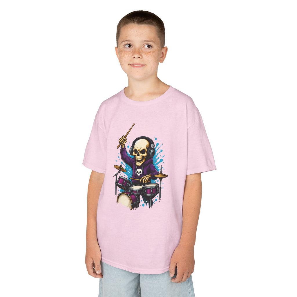 Bone Jams MC Bonez, Kids Tee | Drummer Edition | Halloween Costume, Birthday Gift & Drop Dead Beats Apparel