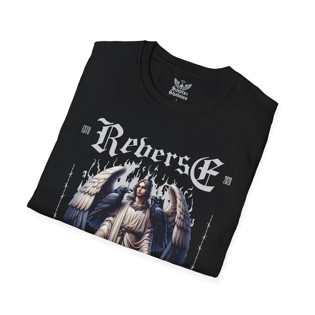 Saints and Shadows - Reverse Centuria, Angelic Artwork Unisex Softstyle T-Shirt, Casual Wear