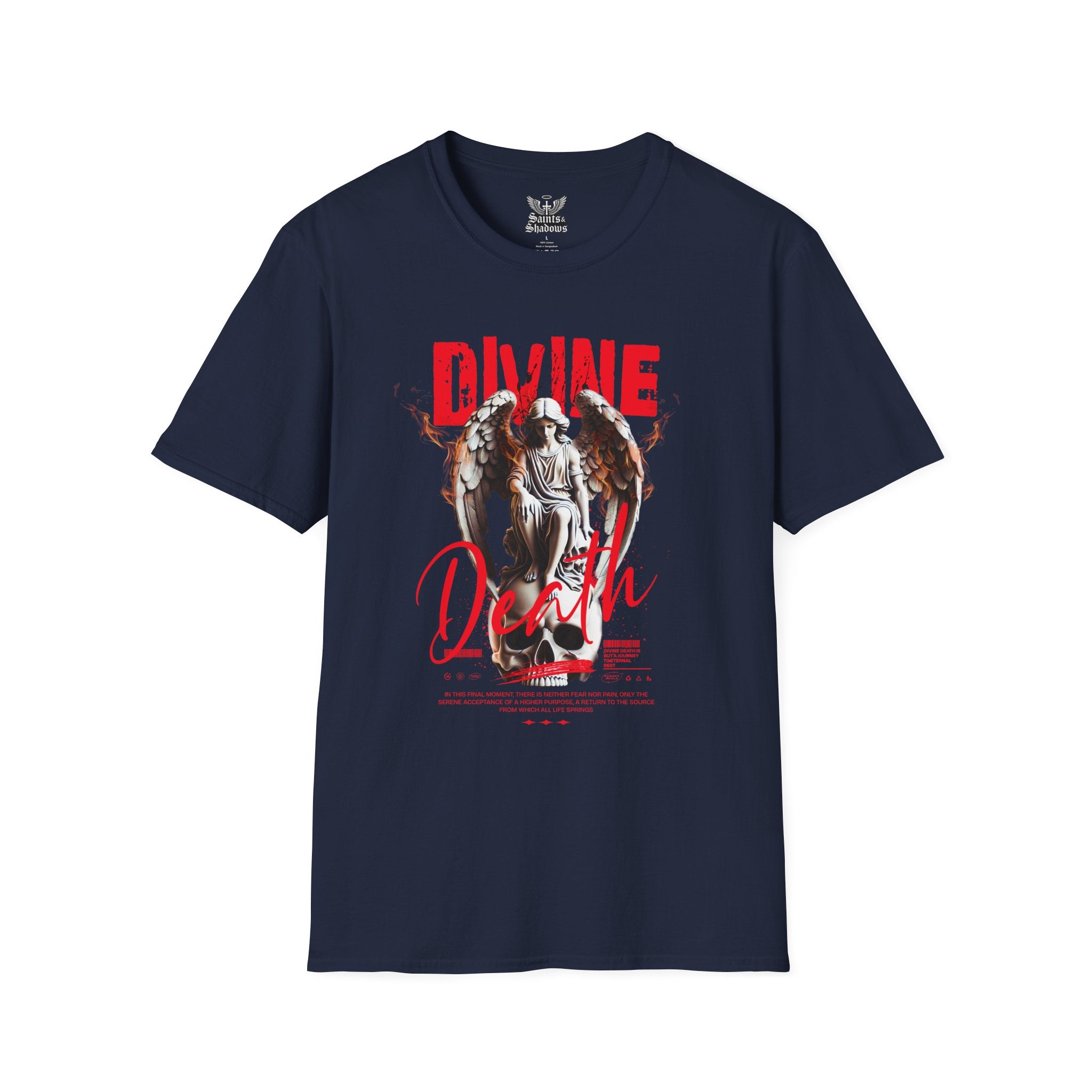 Saints and Shadows - Divine Death, Angelic Artwork Unisex Softstyle T-Shirt, Casual Wear