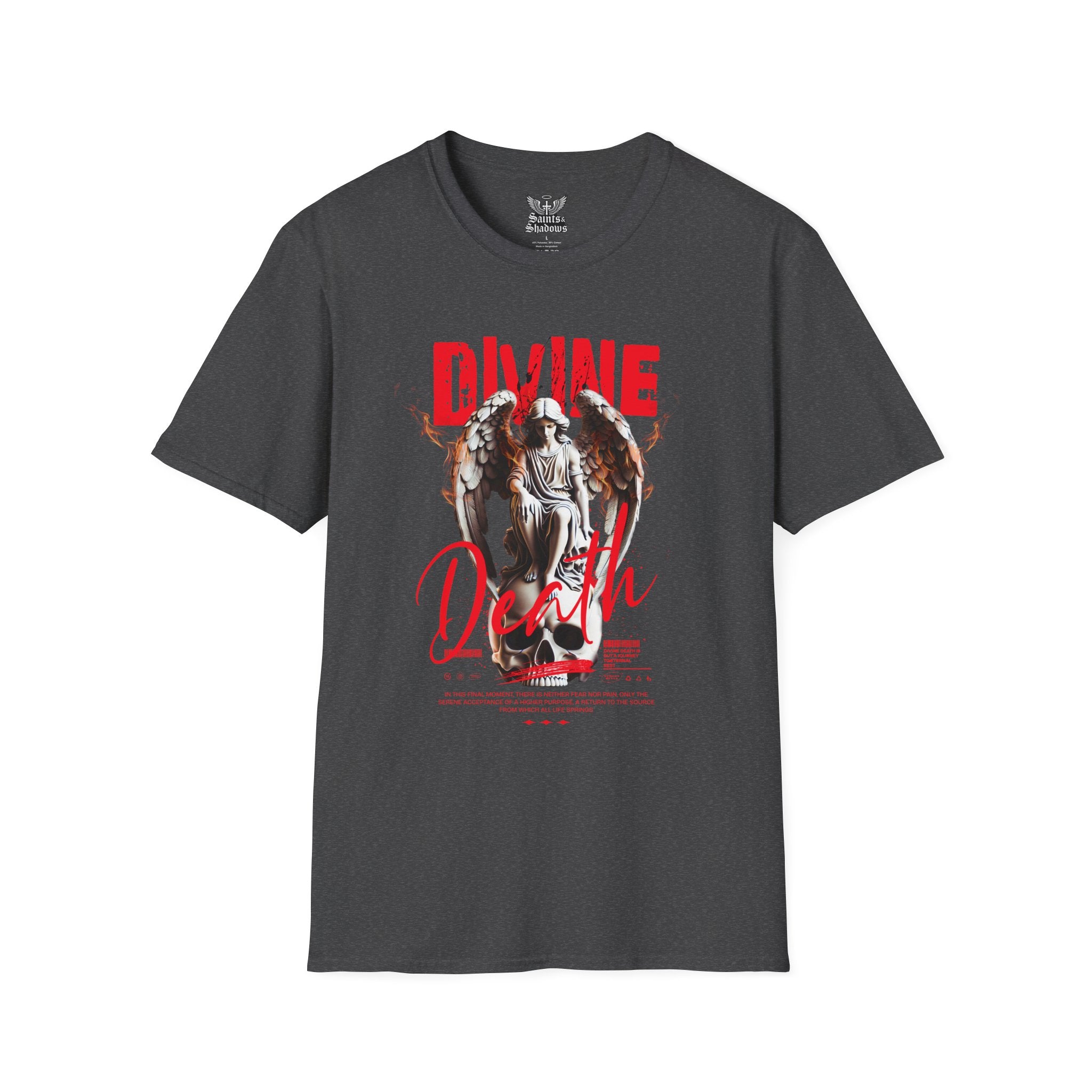 Saints and Shadows - Divine Death, Angelic Artwork Unisex Softstyle T-Shirt, Casual Wear