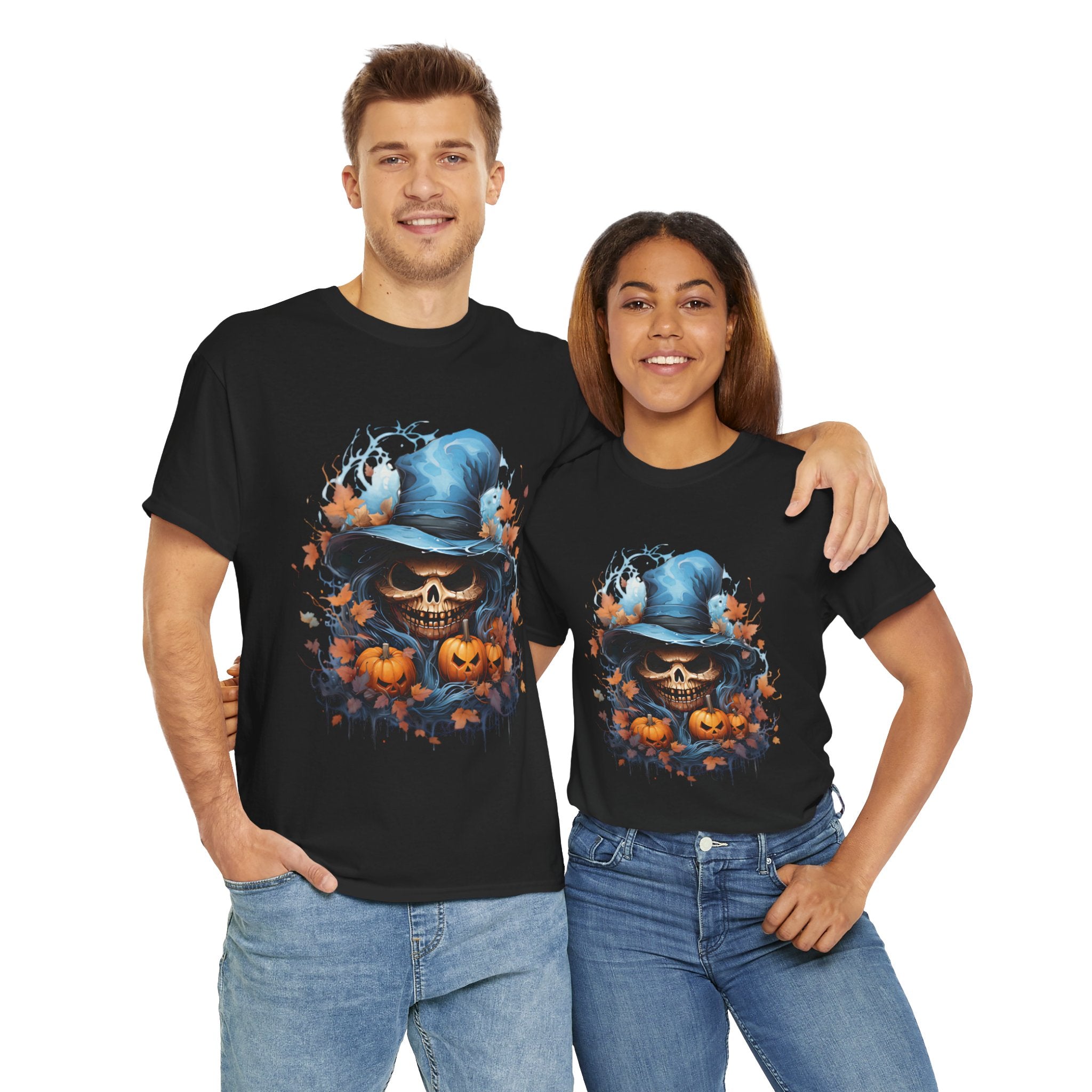 Skull Witch Unhappy Halloween Tee - Halloween Shirt, Spooky Tee, Pumpkin Shirt, Fall Apparel, Costume Top
