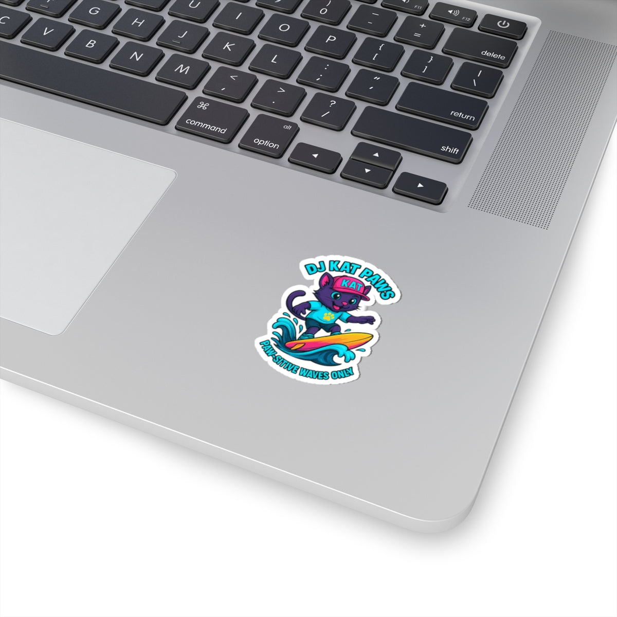 DJ KAT PAWS - Paw-sitive Waves Only - Cat Lover Gifts, Youthful Decor, Fun Party Favors, Animal-Themed Stickers