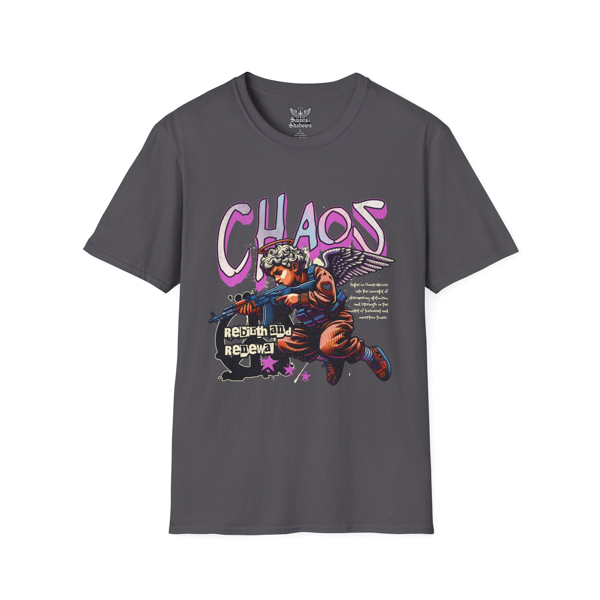 Saints and Shadows - Chaos, Angelic Artwork Unisex Softstyle T-Shirt, Casual Wear