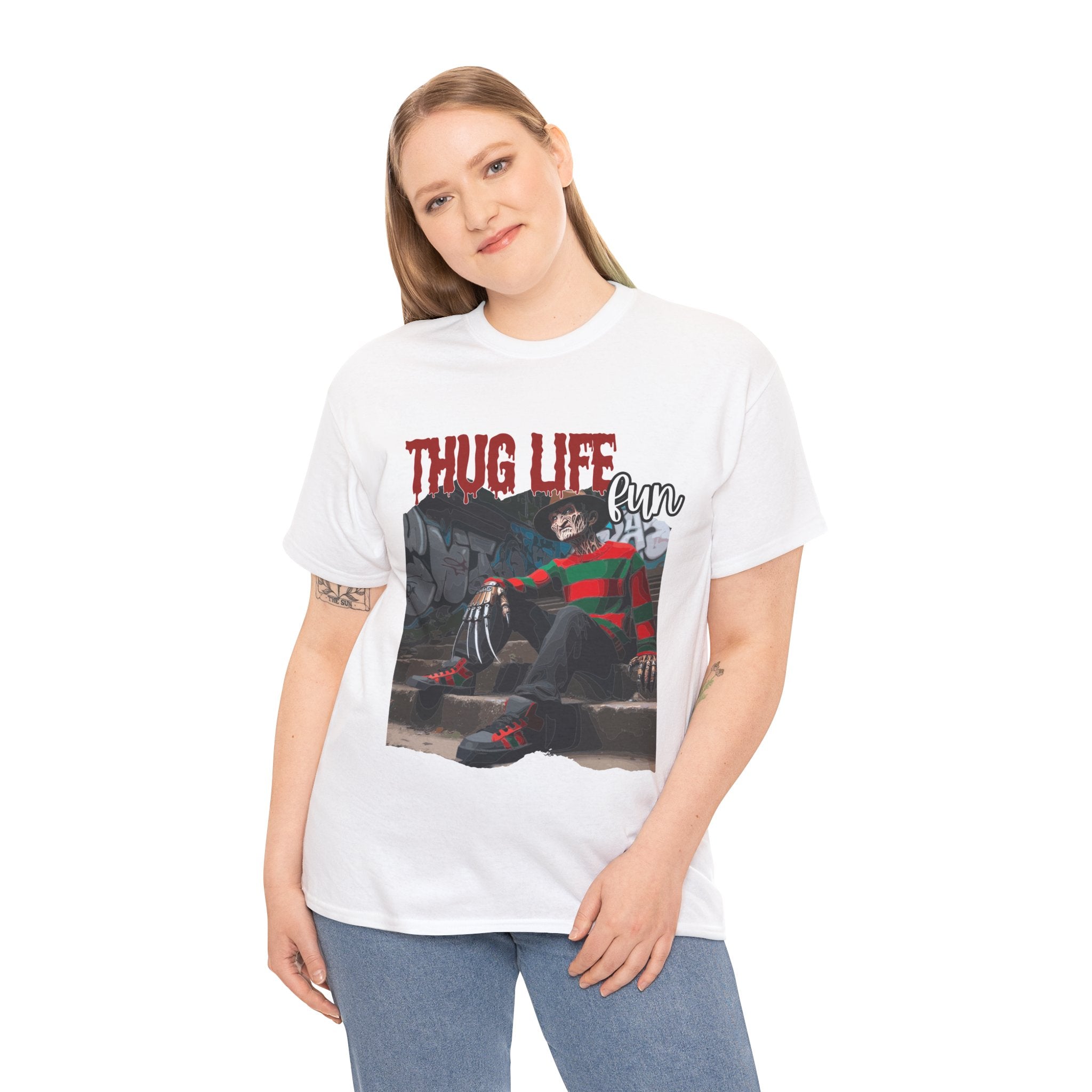 Freddie Kruger, Thug Life Tee - Horror Graphic Tee, Unisex Cotton Shirt, Halloween Costume, Horror Movie Gift