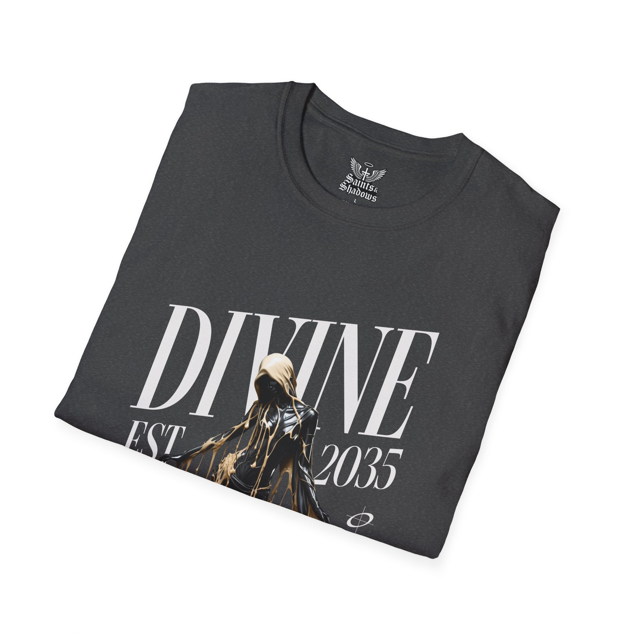 Saints and Shadows - Divine, Angelic Artwork Unisex Softstyle T-Shirt, Casual Wear