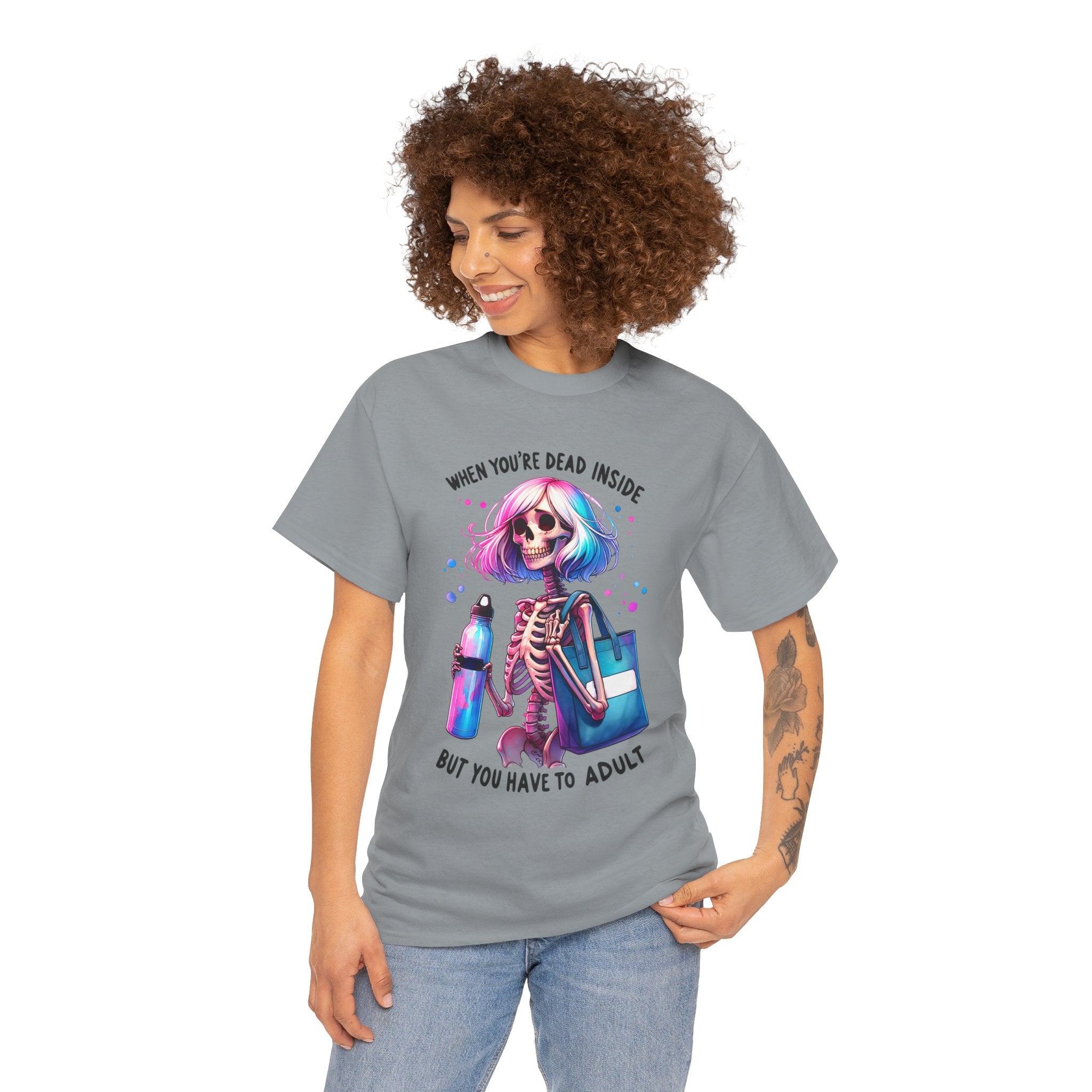 When you're dead onside, Whimsical Skeleton Tee, Funny Graphic Shirt, Perfect for Halloween, Unique Gift Idea, Casual Wear, Everyday Humor
