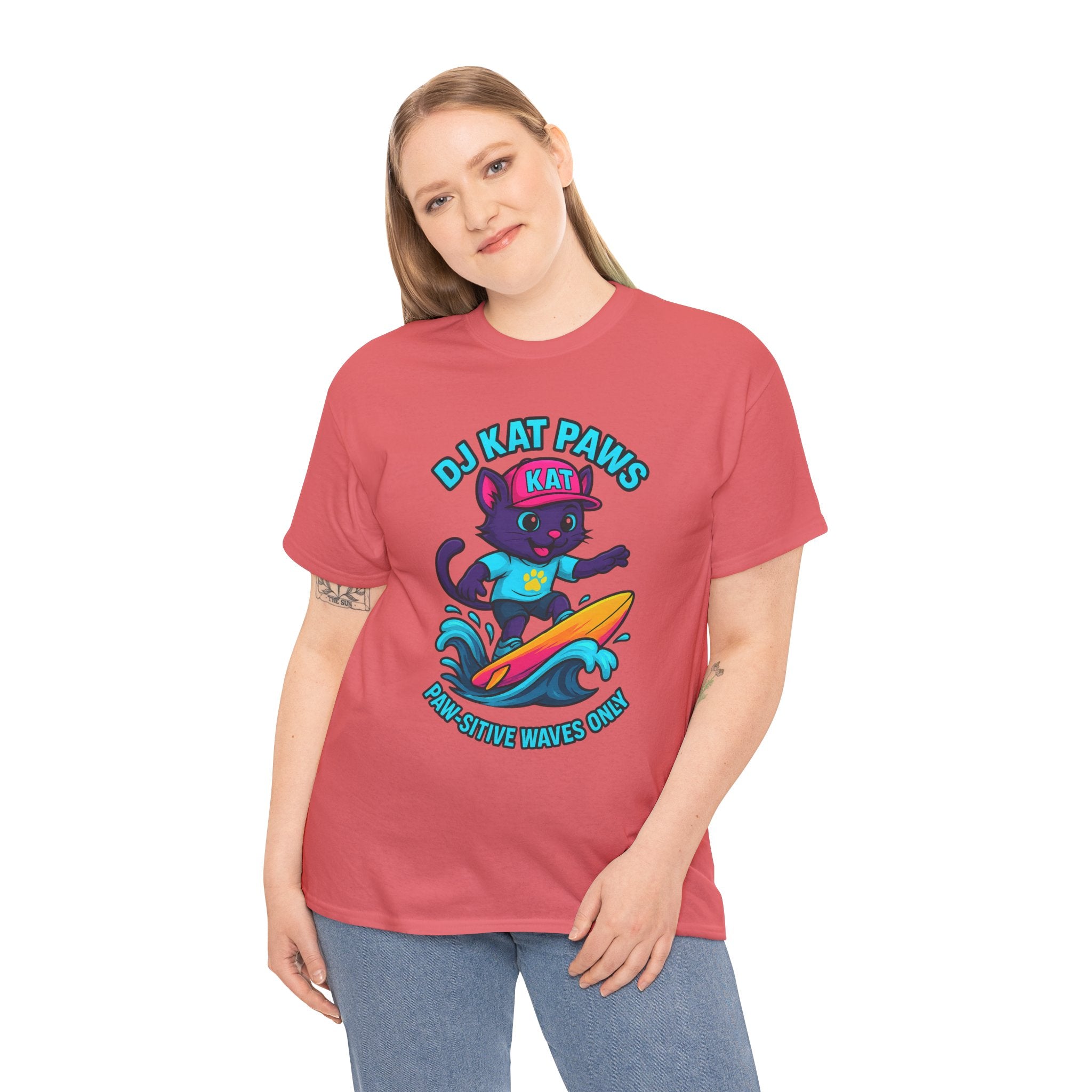 DJ KAT PAWS Paw-sitive Waves Only Surfing Tee