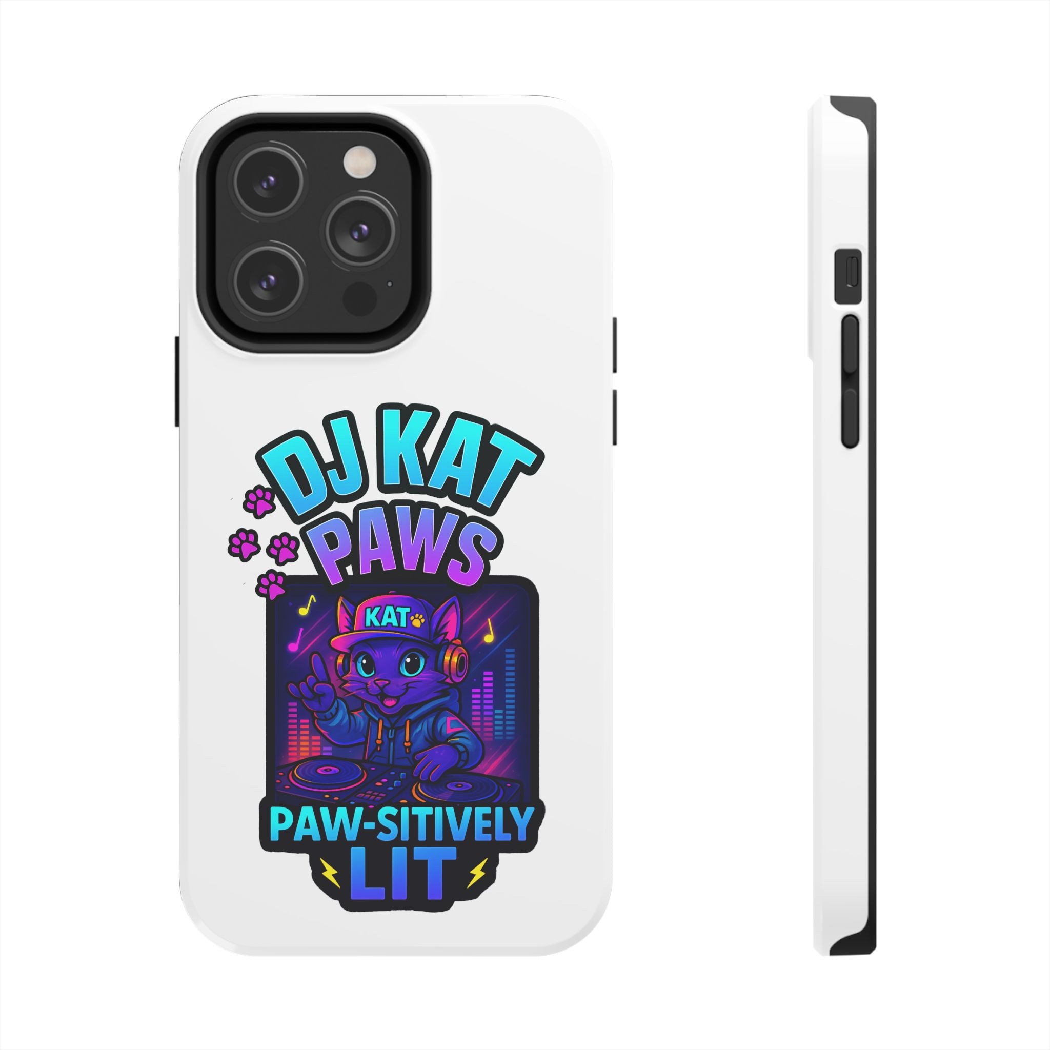 DJ KAT PAWS - Paw-sitively LIT | Tough Phone Cases - Unique Gift for Cat Lovers, Funny Phone Accessory, Music Lover's Case, Pet Owner Present