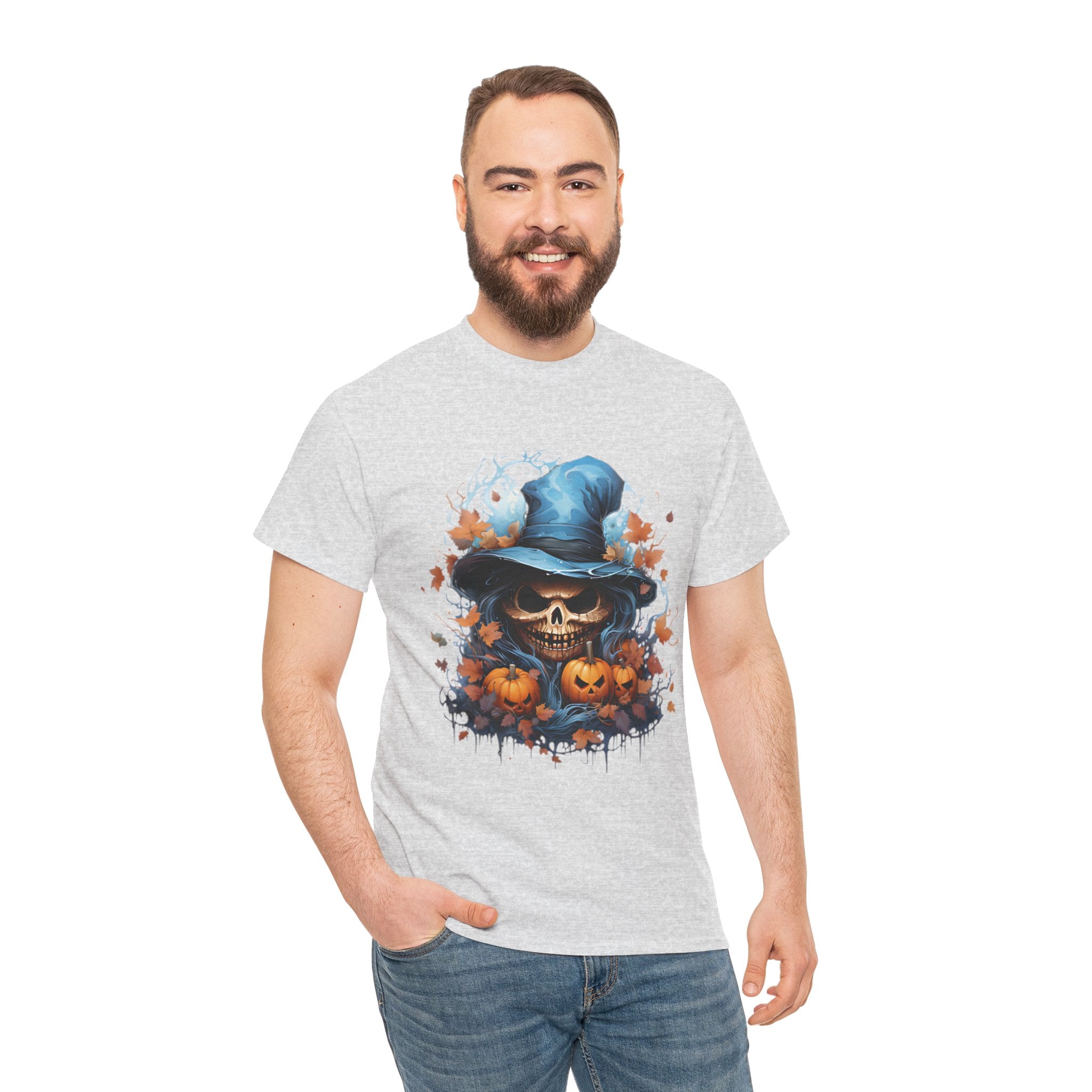 Skull Witch Unhappy Halloween Tee - Halloween Shirt, Spooky Tee, Pumpkin Shirt, Fall Apparel, Costume Top