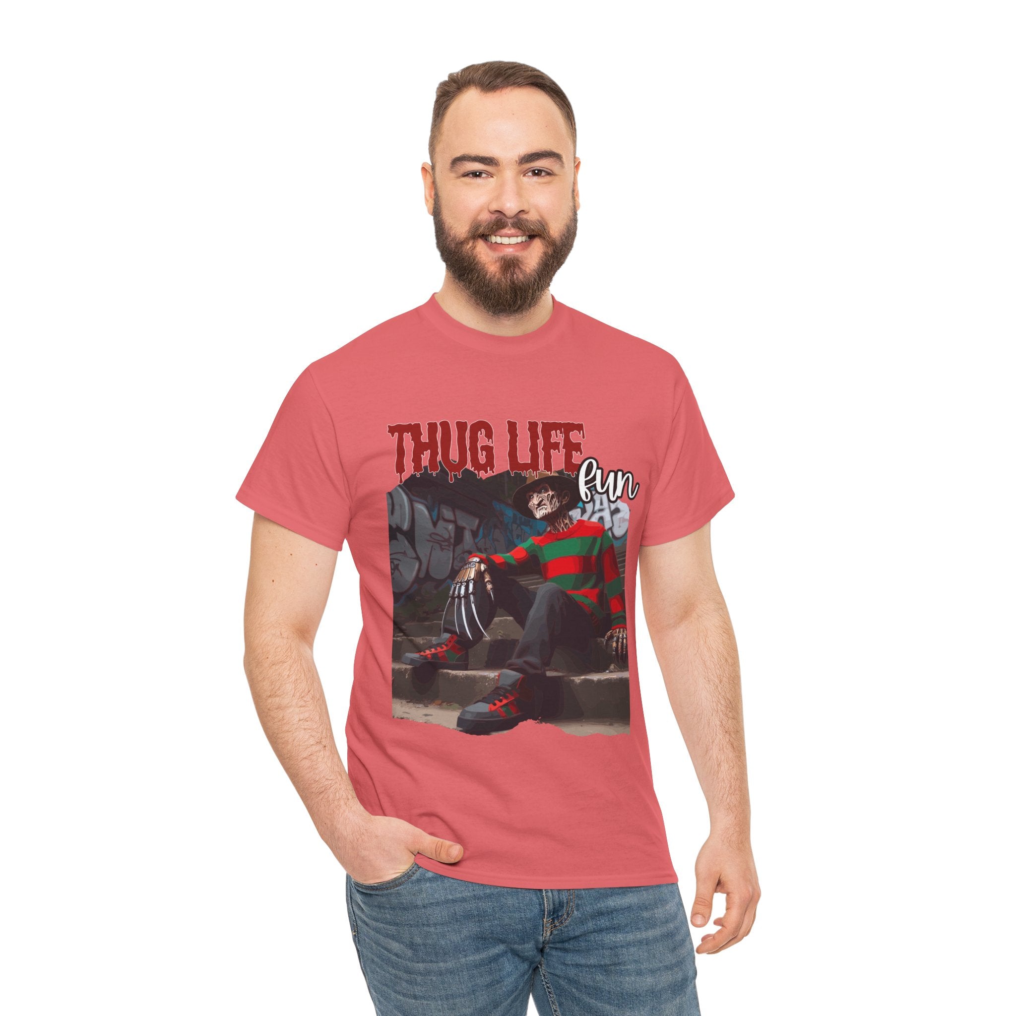 Freddie Kruger, Thug Life Tee - Horror Graphic Tee, Unisex Cotton Shirt, Halloween Costume, Horror Movie Gift