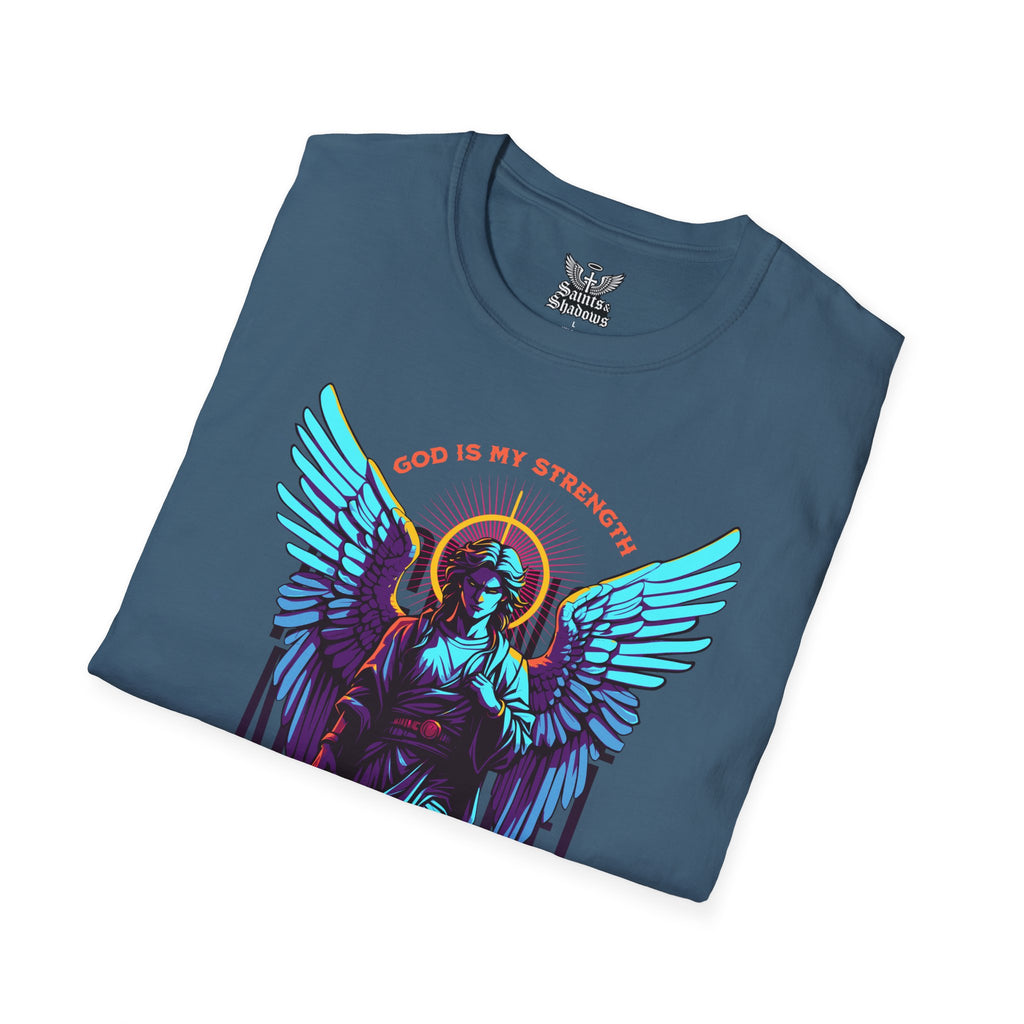 Saints and Shadows - St. Gabriel, Angelic Artwork Unisex Softstyle T-Shirt, Casual Wear