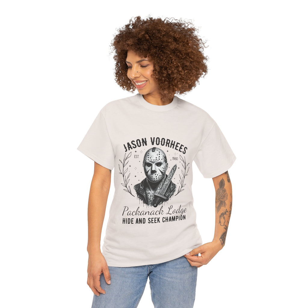 Jason Voorhees 'Hide and Seek Champion'  - Horror Graphic Tee, Unisex Cotton Shirt, Halloween Costume, Horror Movie Gift, Spooky T-Shirt, Horror Fan Apparel