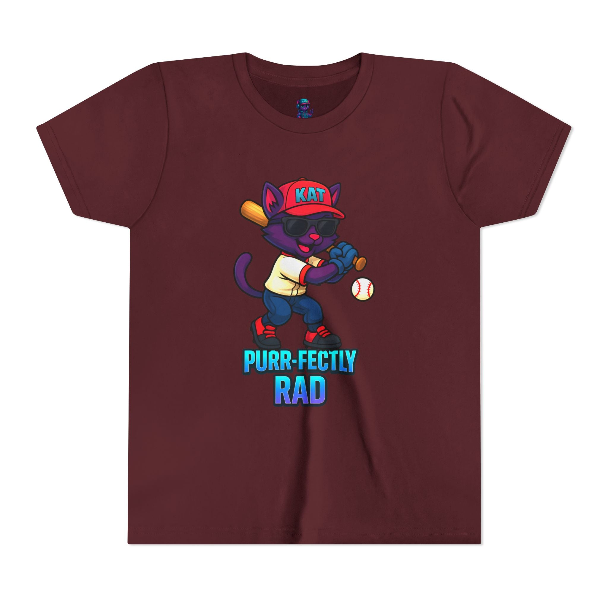 DJ KAT PAWS – Purr-fectly Rad Baseball Youth Tee | Fun Kids Graphic Shirt, Cool Cat Design, Perfect for Birthdays, Playdates & Sports Events