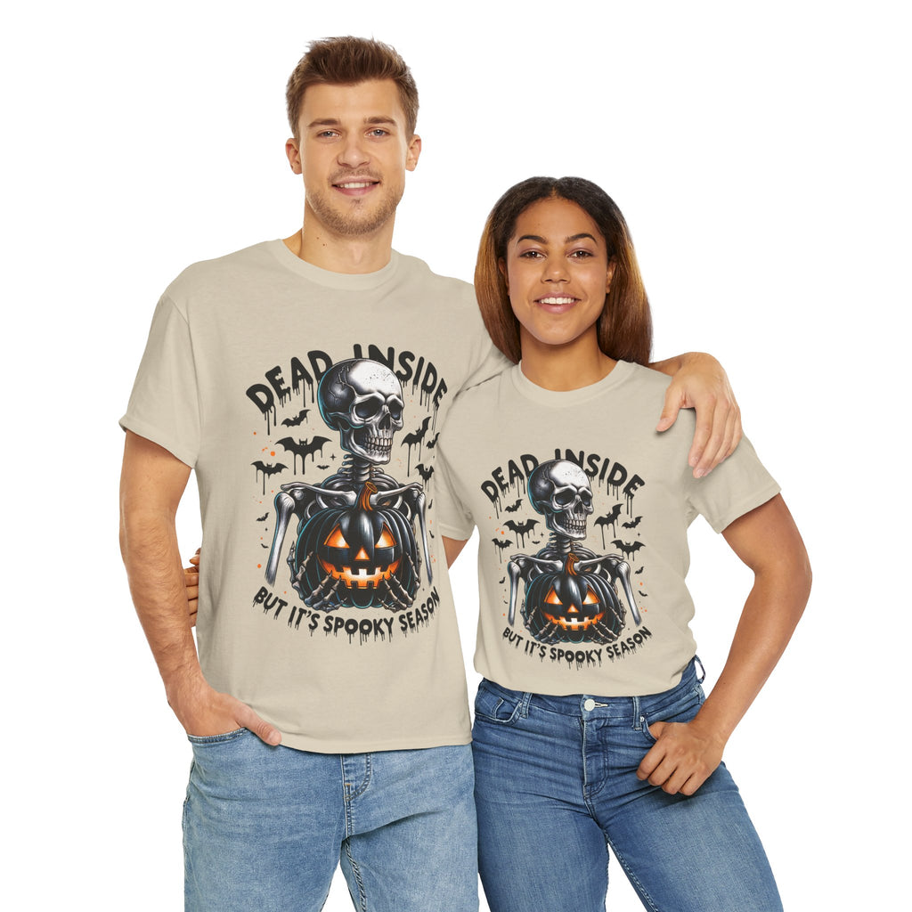 Dead Inside, Spooky Season Tee, Unisex Heavy Cotton T-Shirt, Halloween Shirt, Fun Casual Wear, Graphic Tee, Gift for Halloween Lovers