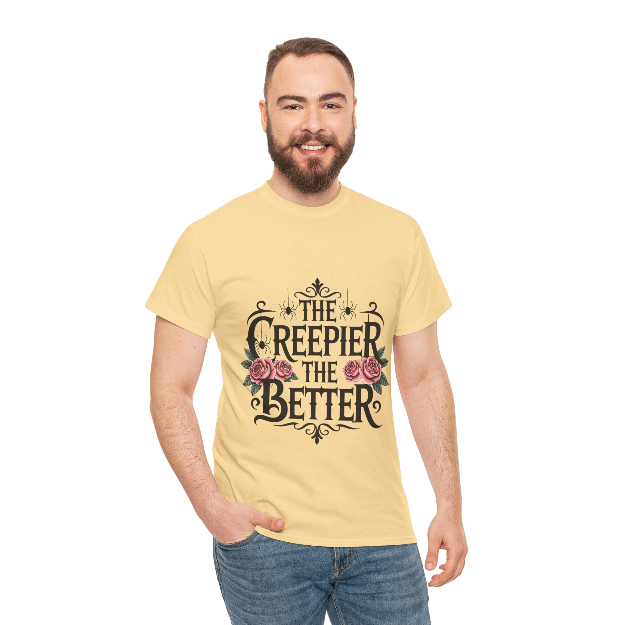 The Creepier the Better Tee, Perfect for Halloween, Casual Wear, Gift for Friends, Vintage Style, Unique Graphic T-Shirt