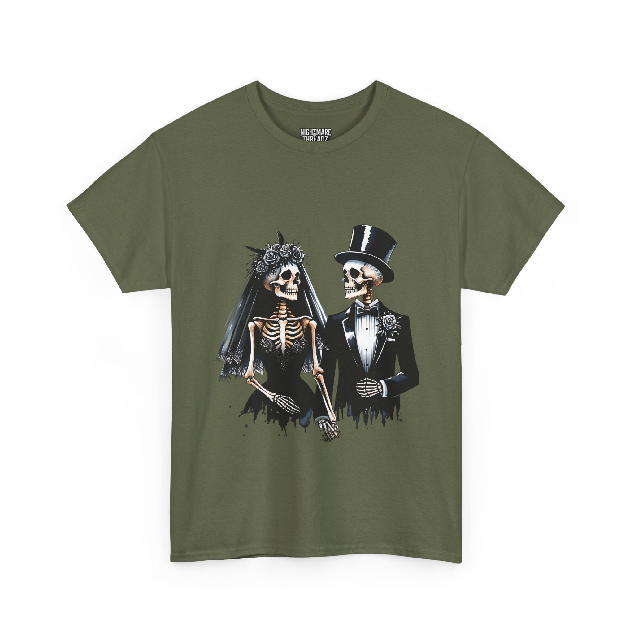 Skeleton Bride and Groom Wedding Tee - Horror Graphic Tee, Unisex Cotton Shirt, Halloween Costume, Horror Movie Gift, Spooky T-Shirt, Horror Fan Apparel
