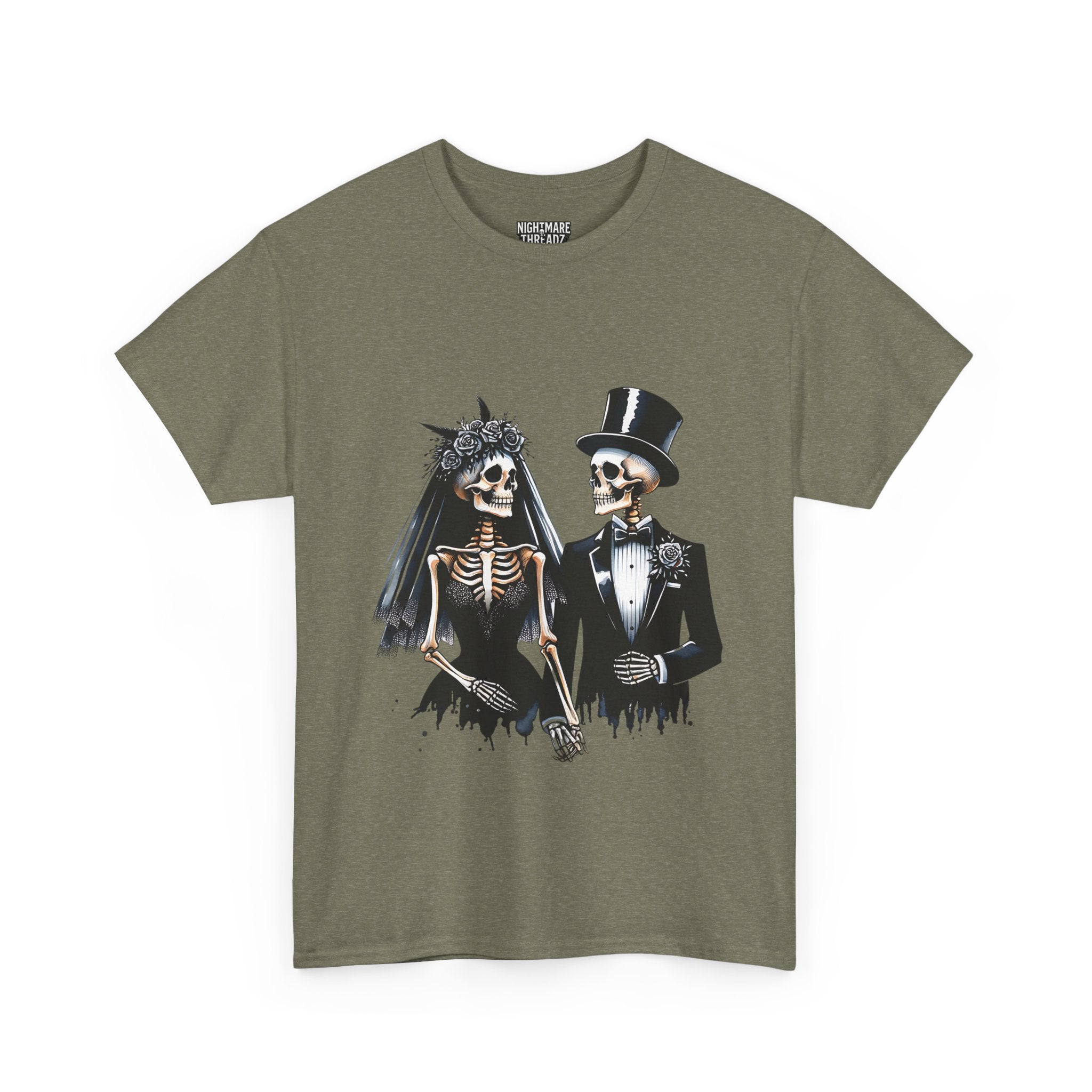 Skeleton Bride and Groom Wedding Tee - Horror Graphic Tee, Unisex Cotton Shirt, Halloween Costume, Horror Movie Gift, Spooky T-Shirt, Horror Fan Apparel