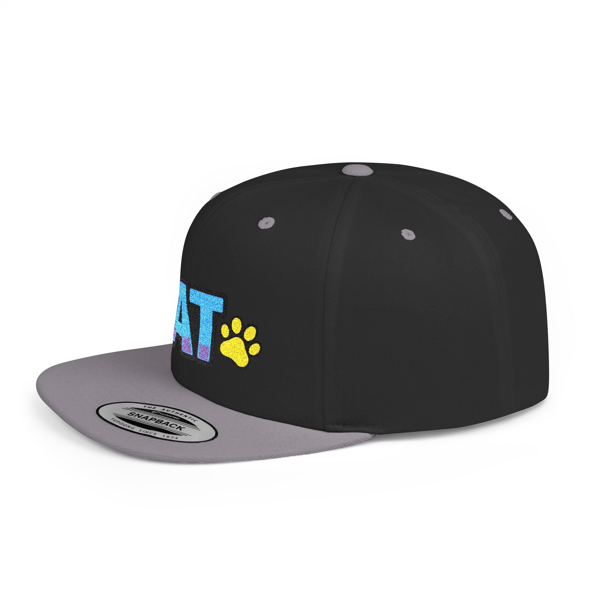 DJ Kat Paws Flat Bill Snapback Hat, Paw Print Cap for Music Lovers and Trendsetters